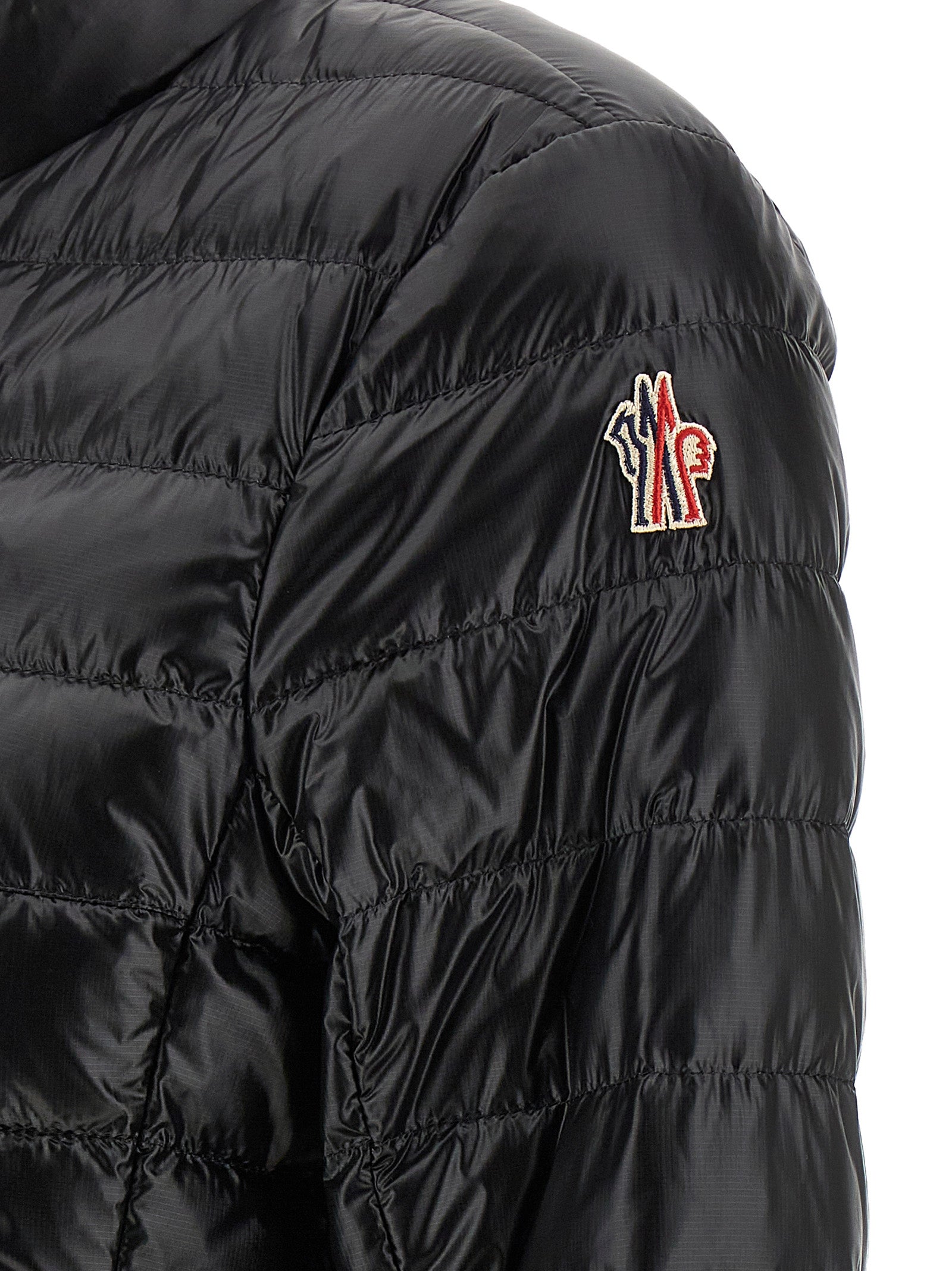 Moncler Grenoble Schwarze Polyamid-Jacke in voller Länge