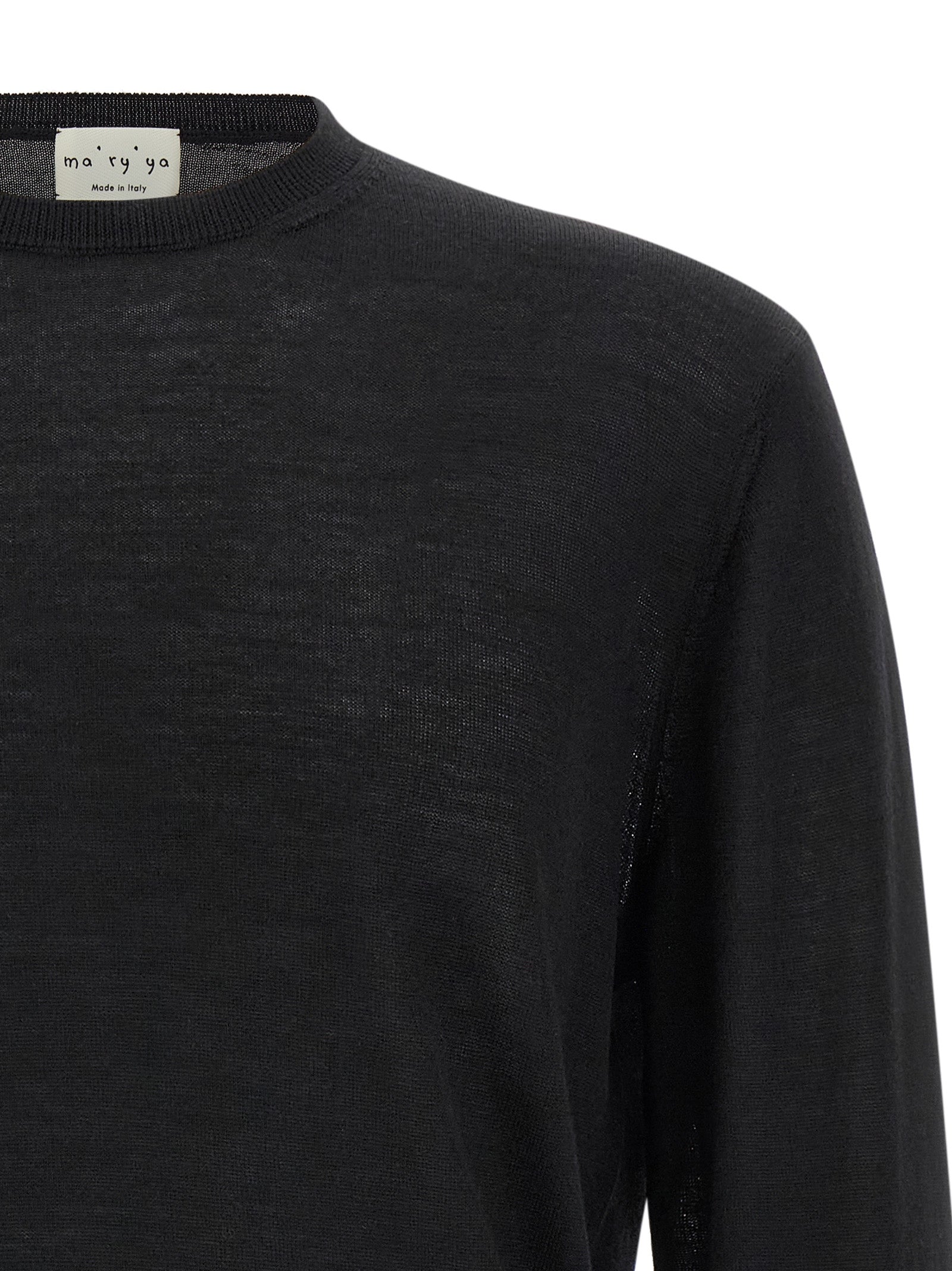 MA'RY'YA Schwarzer Cardigan aus Schurwolle