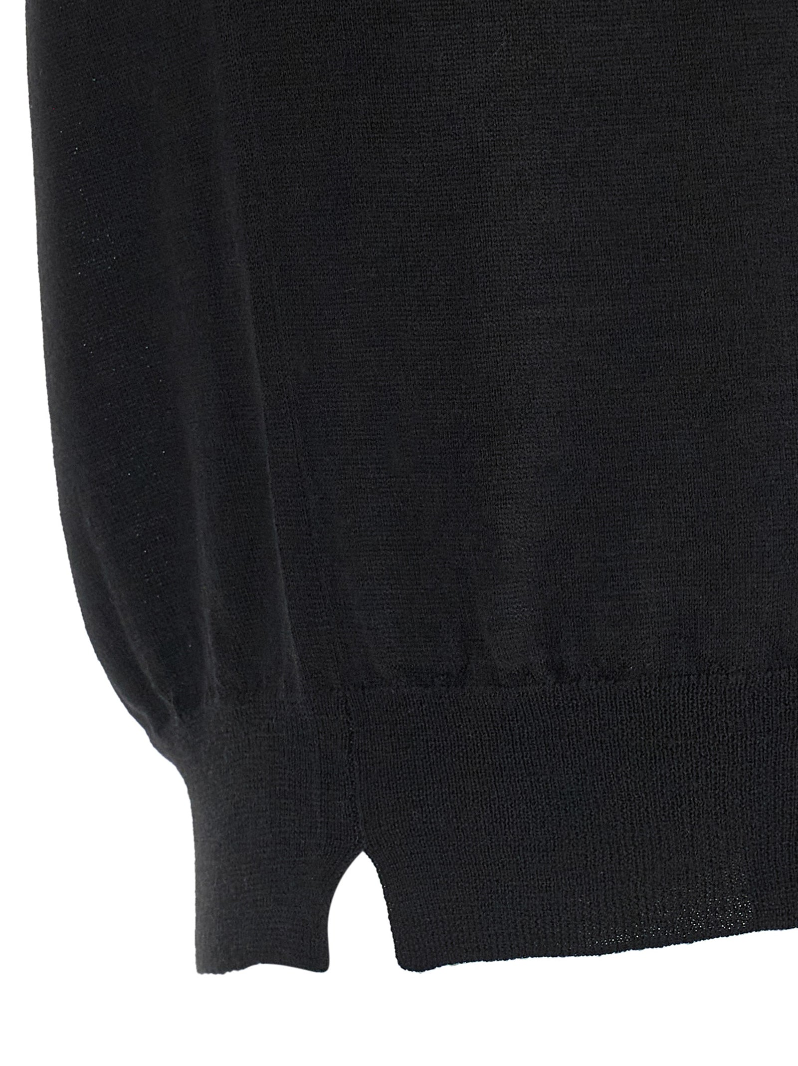 MA'RY'YA Schwarzer Cardigan aus Schurwolle