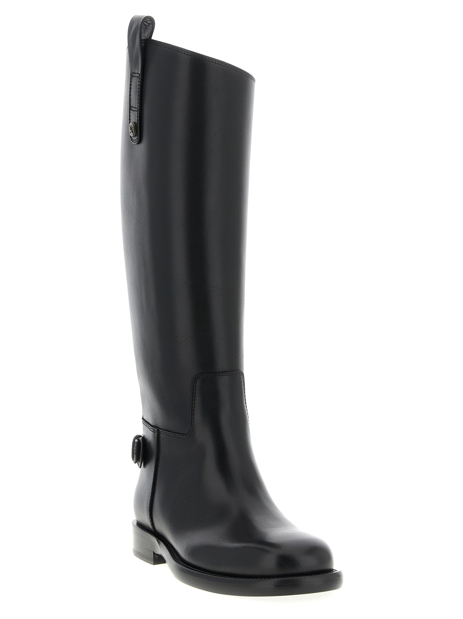 Burberry Schwarzes Kalbsleder Over-the-Knee