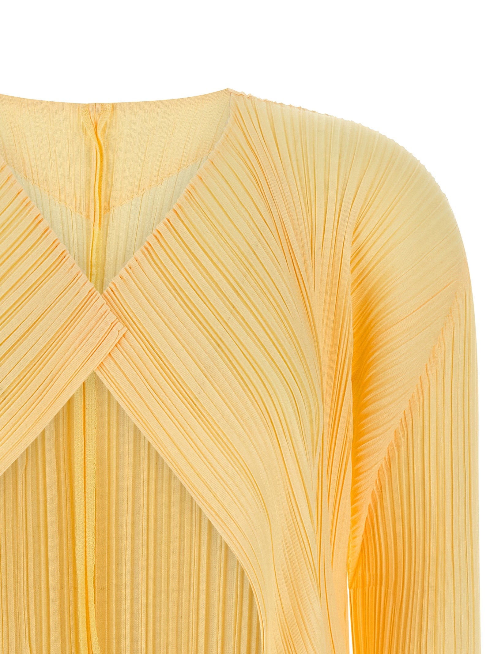 PLEATS PLEASE ISSEY MIYAKE Zweifarbige Polyester-Strickjacke