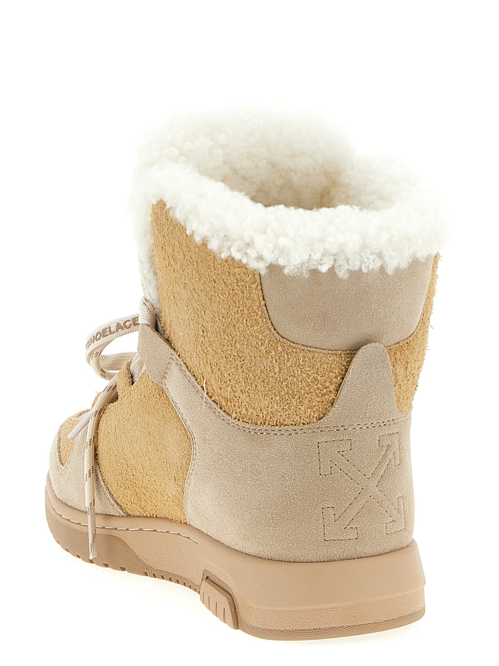 Off-White Beige Calfskin Ankle Boots