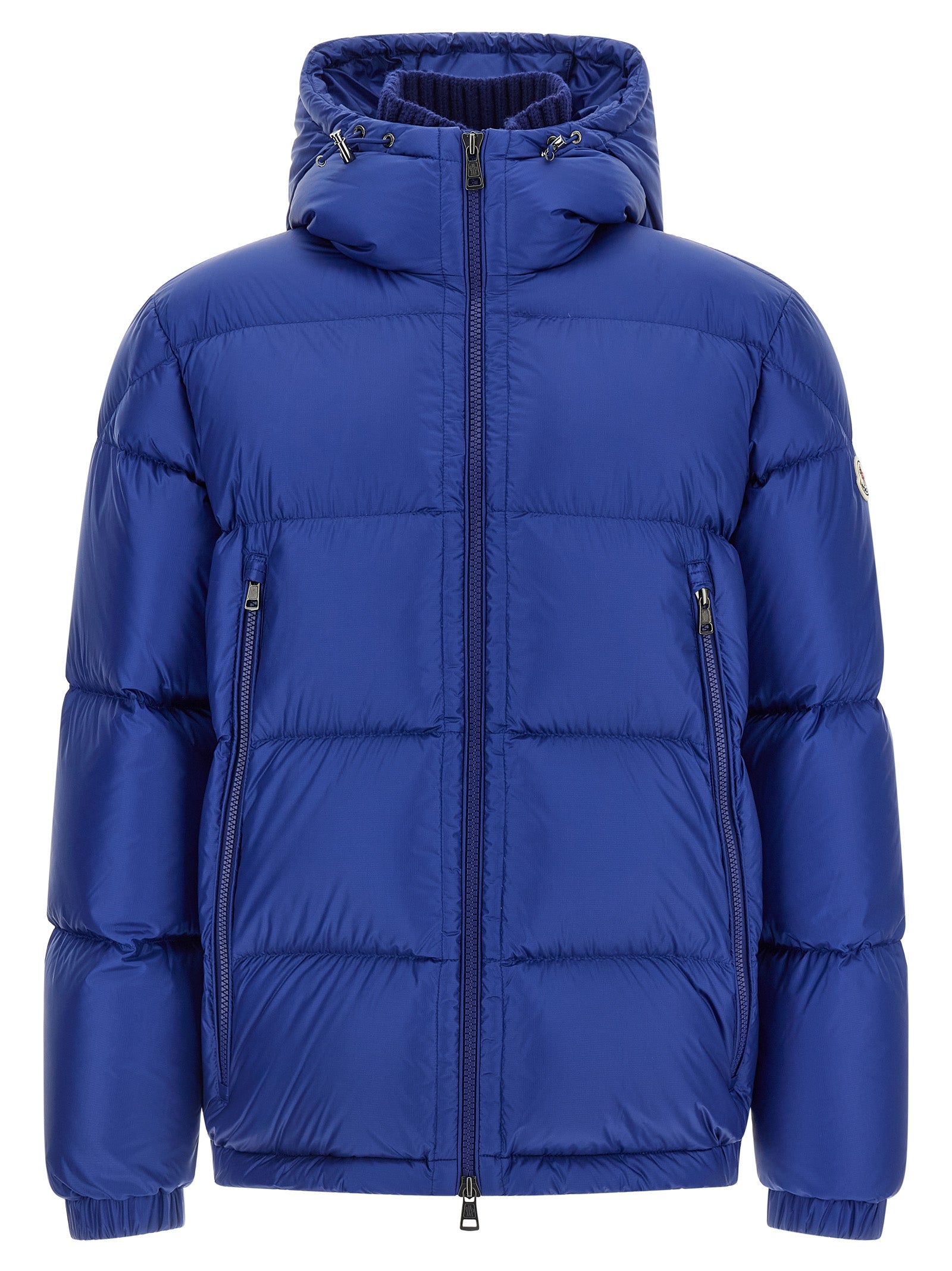 Moncler Blaue Polyamid-Jacke in voller Länge