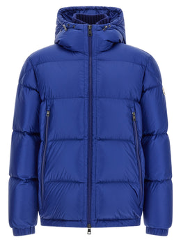 Moncler Blaue Polyamid-Jacke in voller Länge