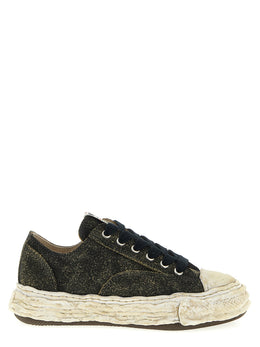 Maison Mihara Yasuhiro Schwarze Low-Top-Sneaker aus Rindsleder
