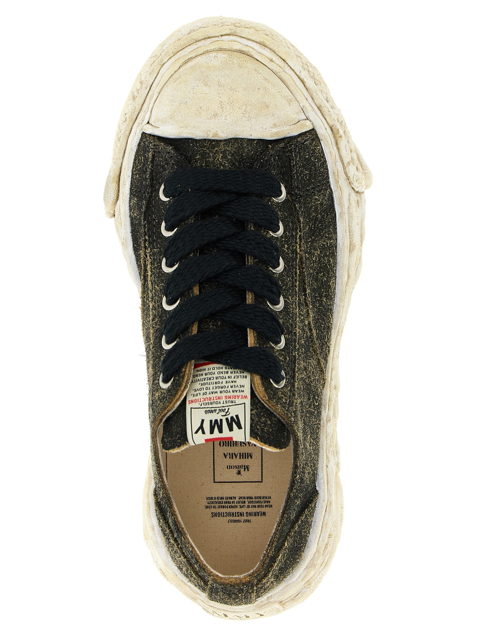 Maison Mihara Yasuhiro Schwarze Low-Top-Sneaker aus Rindsleder