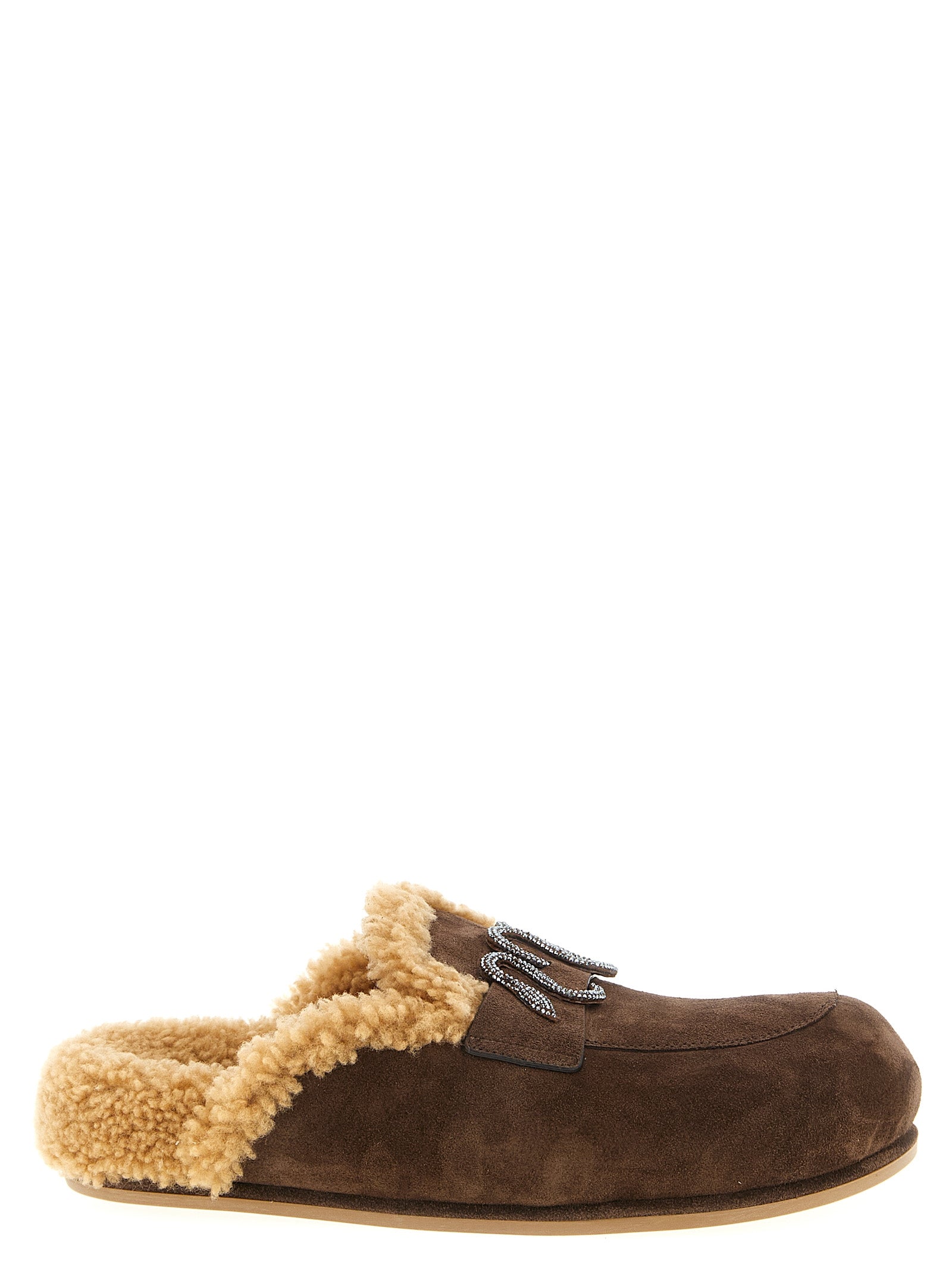RENE CAOVILLA Braune Kalbsleder-Slipper