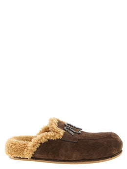 RENE CAOVILLA Braune Kalbsleder-Slipper