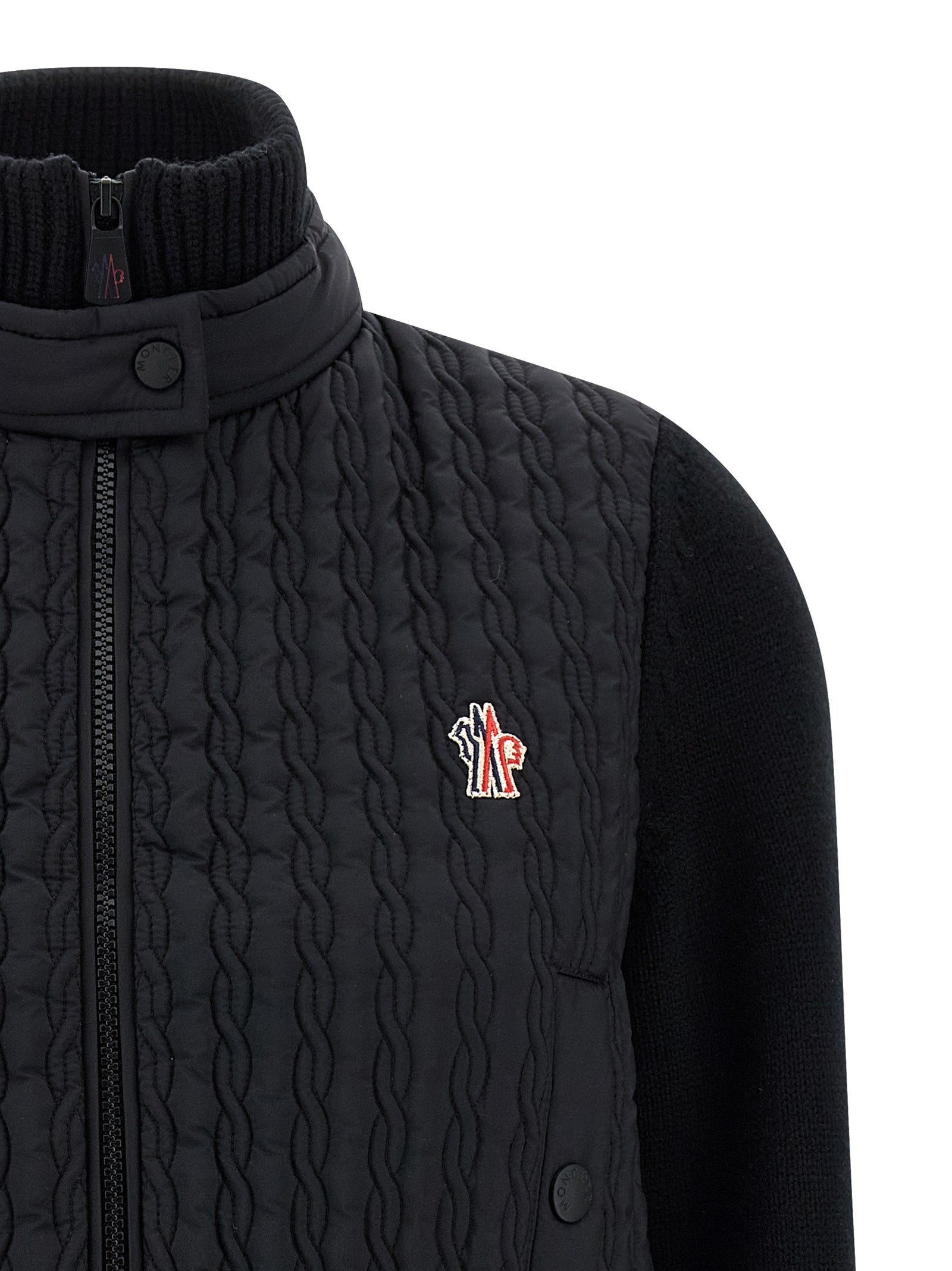 Moncler Grenoble Schwarzer Cardigan aus Polyamid
