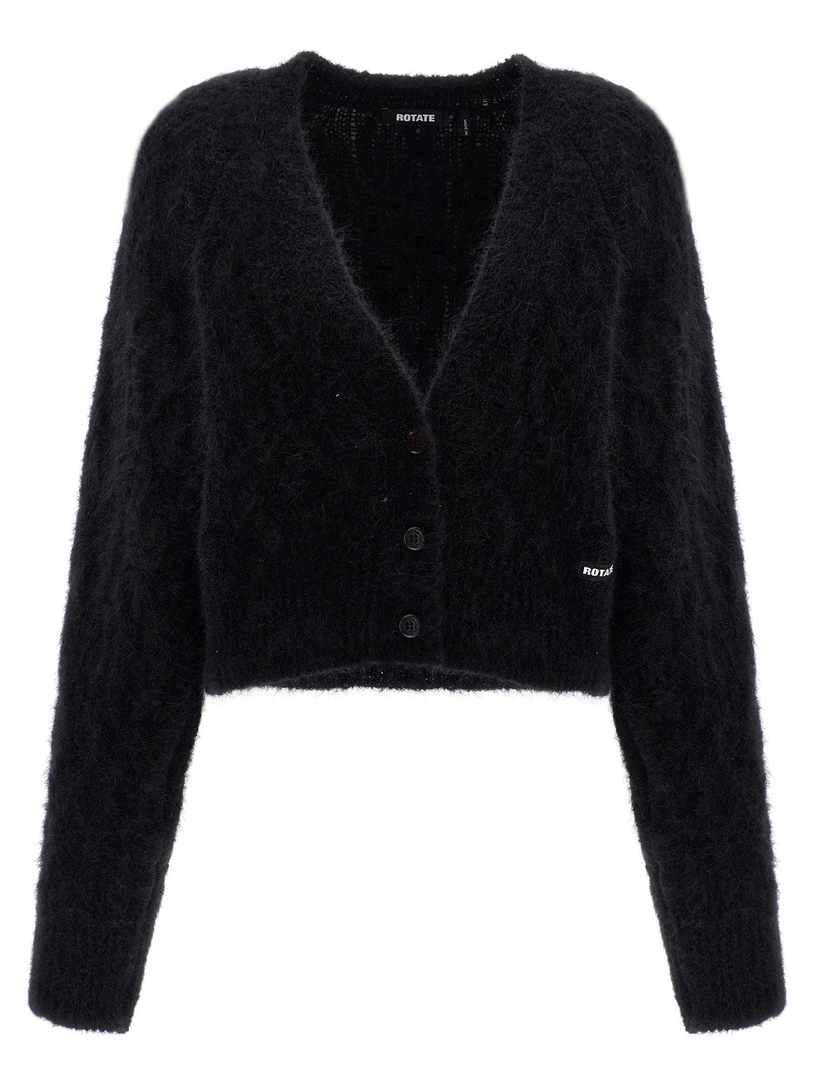 ROTATE BIRGER CHRISTENSEN Schwarzer Cardigan aus Alpakaleder