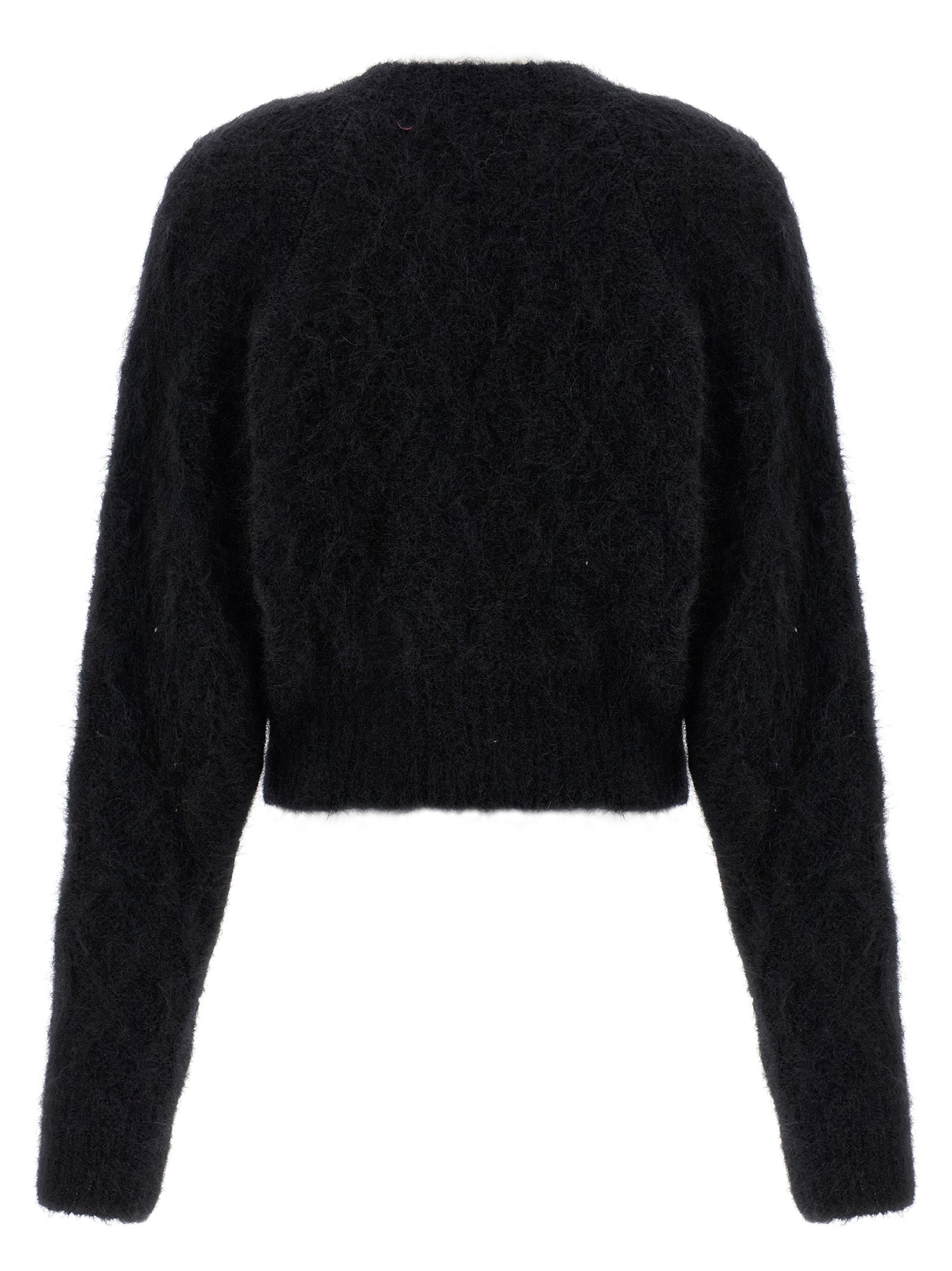 ROTATE BIRGER CHRISTENSEN Schwarzer Cardigan aus Alpakaleder