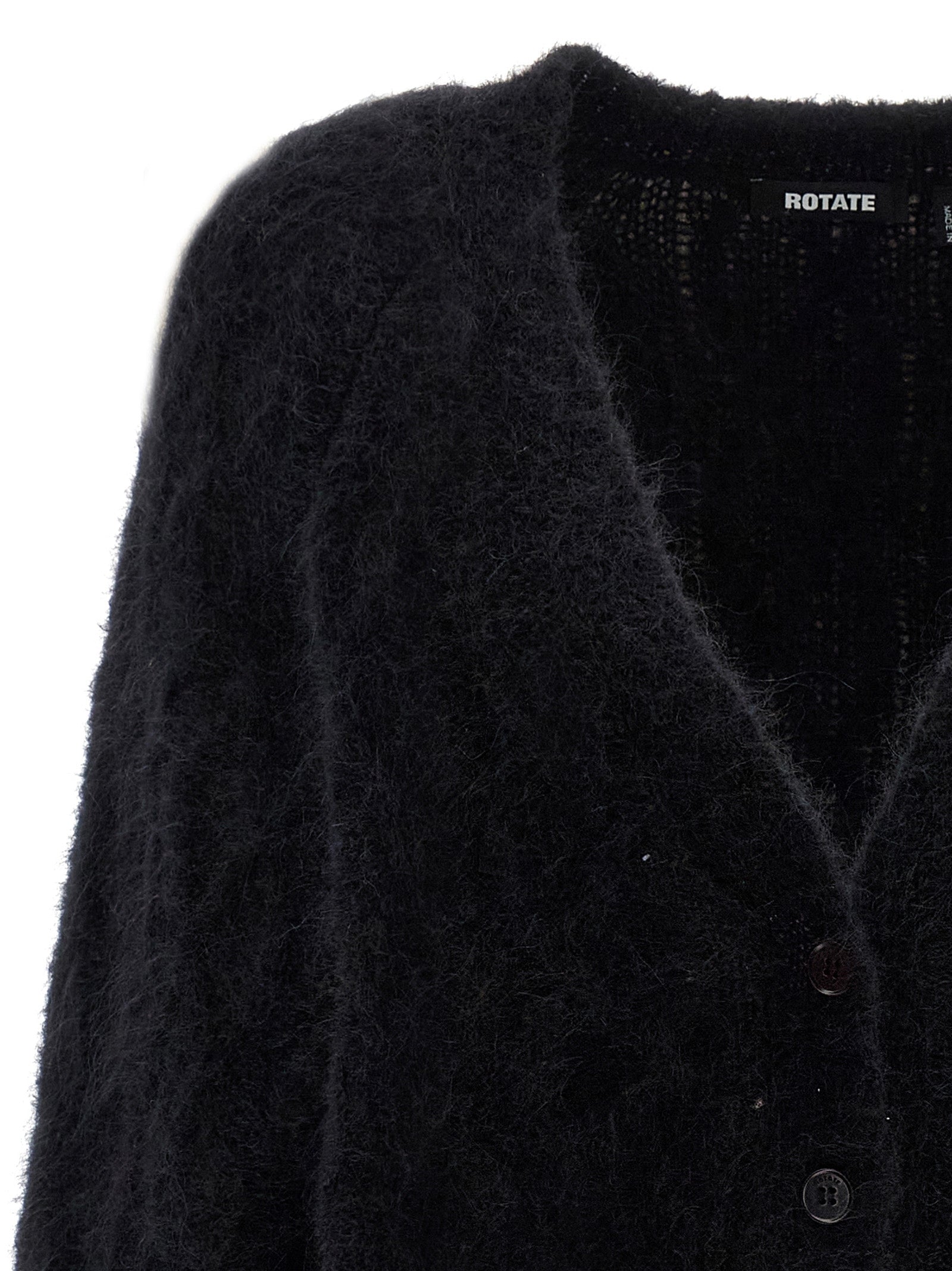 ROTATE BIRGER CHRISTENSEN Schwarzer Cardigan aus Alpakaleder