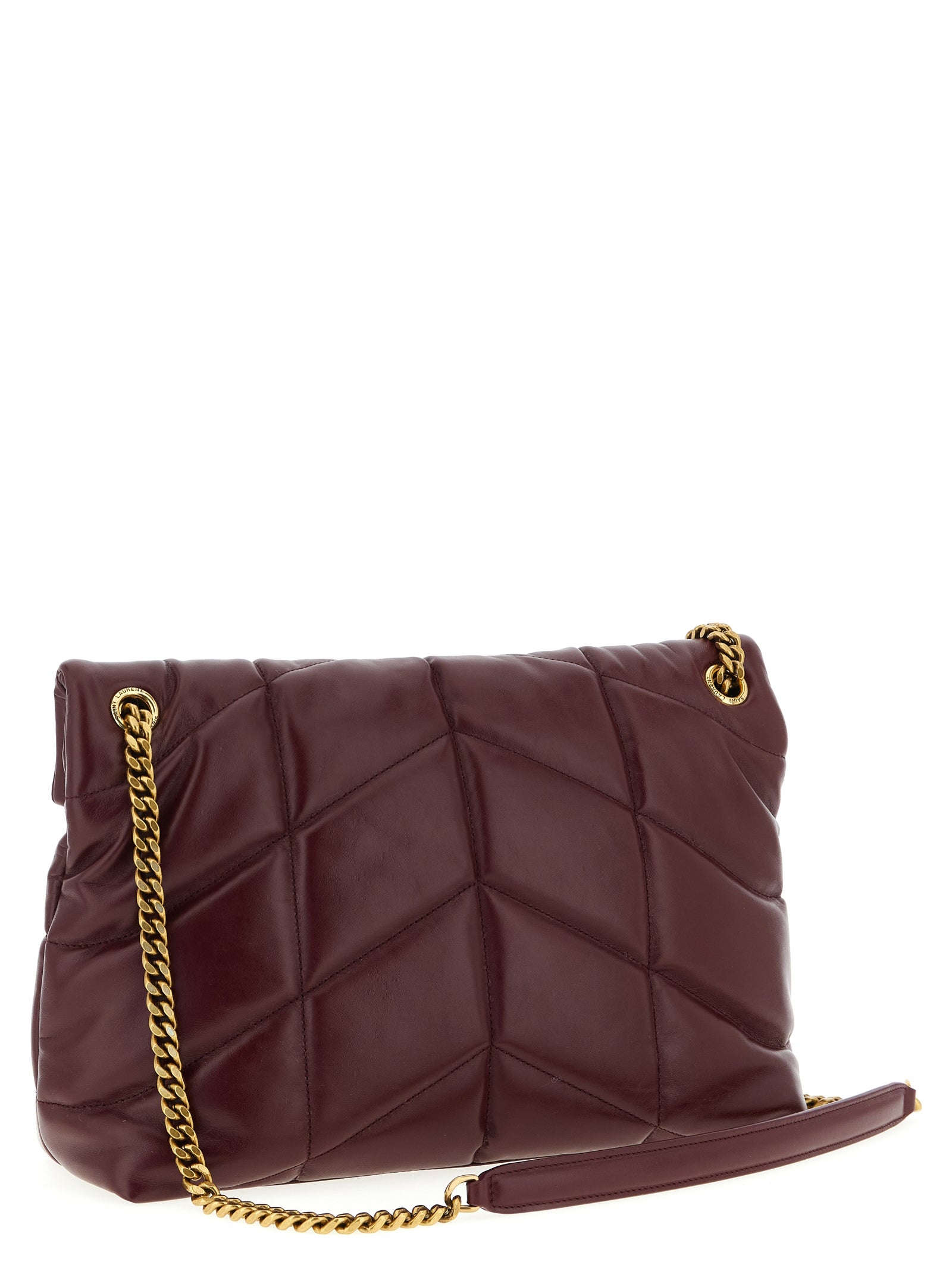 Saint Laurent Schultertasche aus bordeauxrotem Kalbsleder