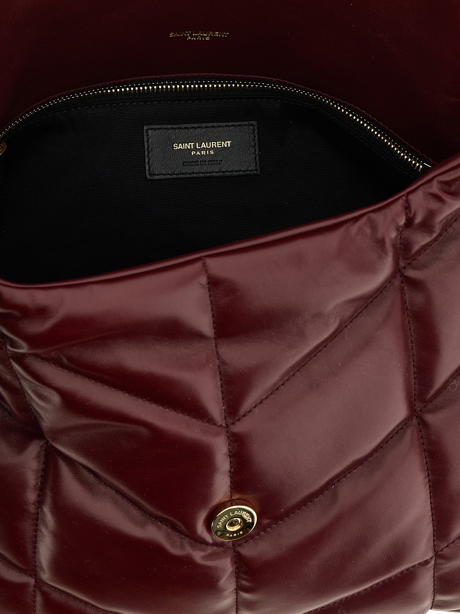 Saint Laurent Schultertasche aus bordeauxrotem Kalbsleder