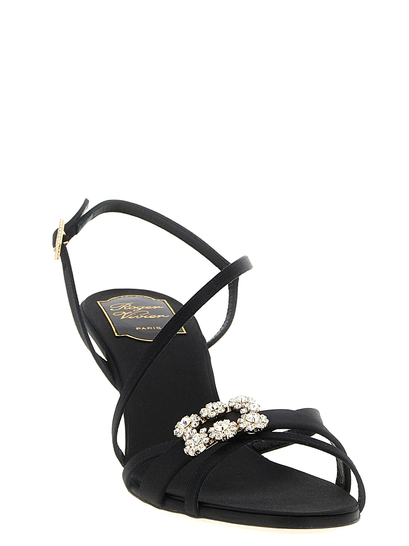 Roger Vivier Schwarze Sandalen mit Stilettoabsatz aus Viskose