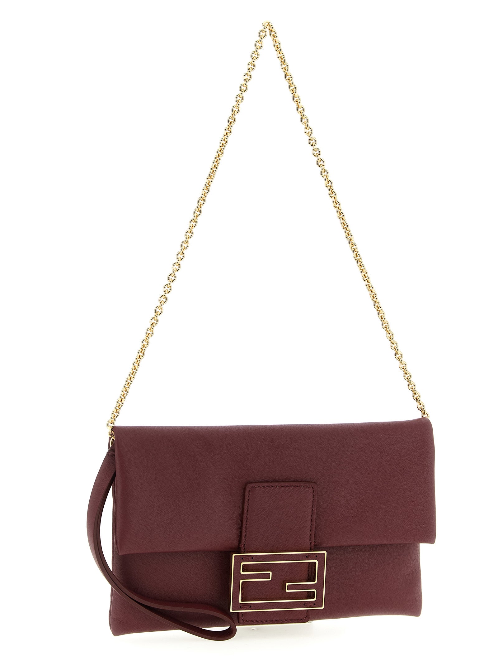 Fendi Bordeaux Lammleder Clutch Bag