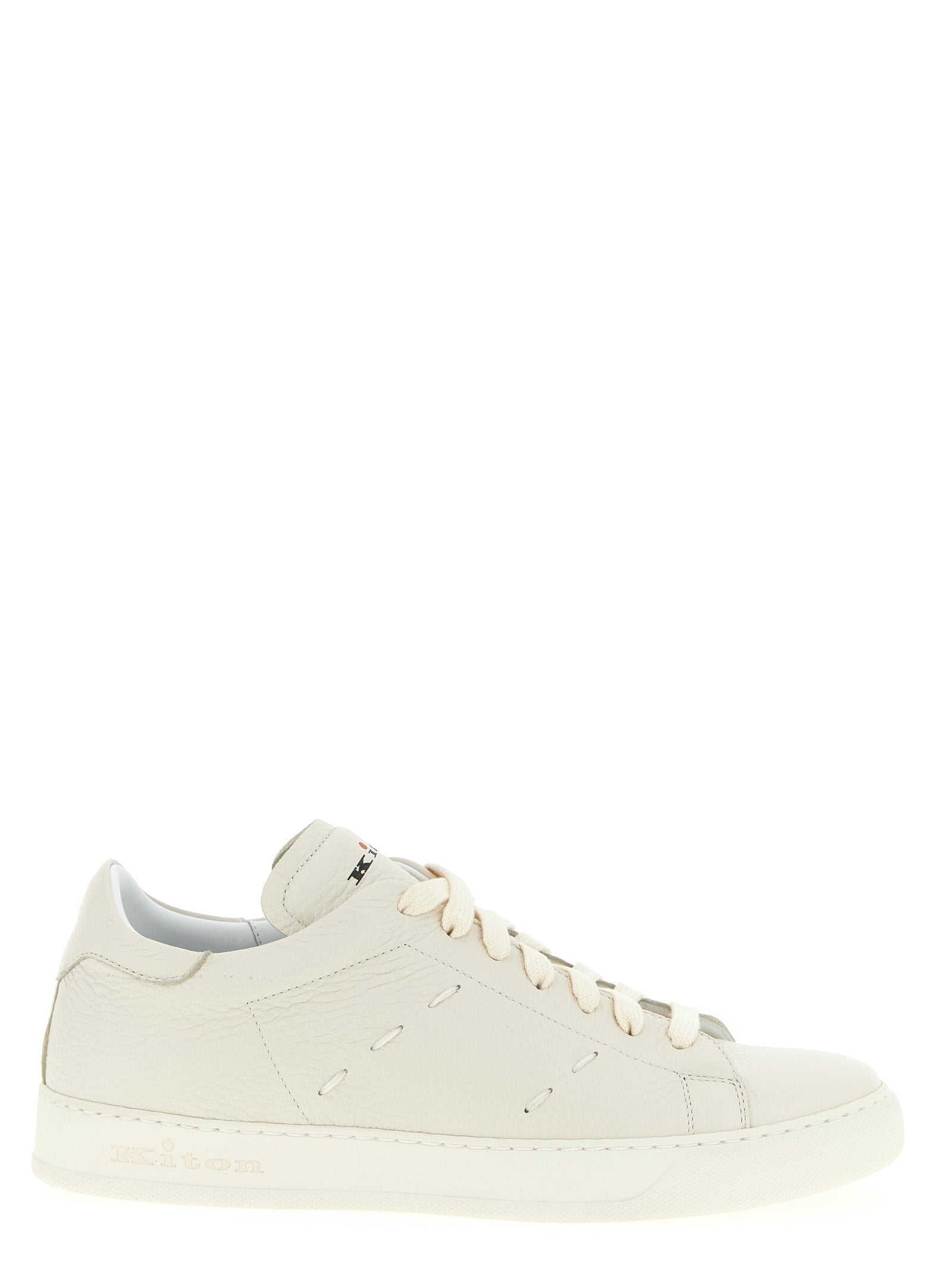 Kiton Weiße Nubukleder Low-Top-Sneaker