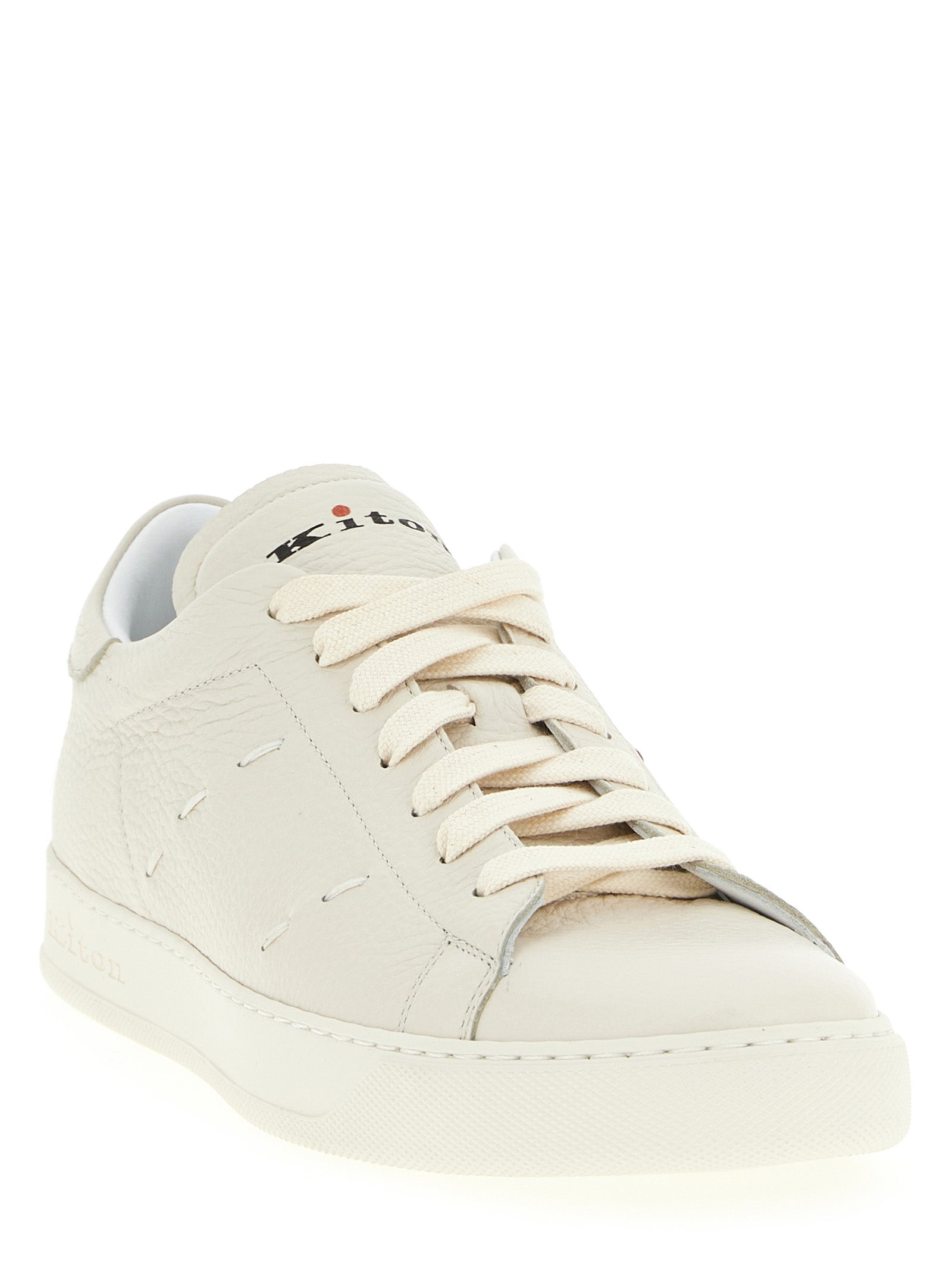 Kiton Weiße Nubukleder Low-Top-Sneaker