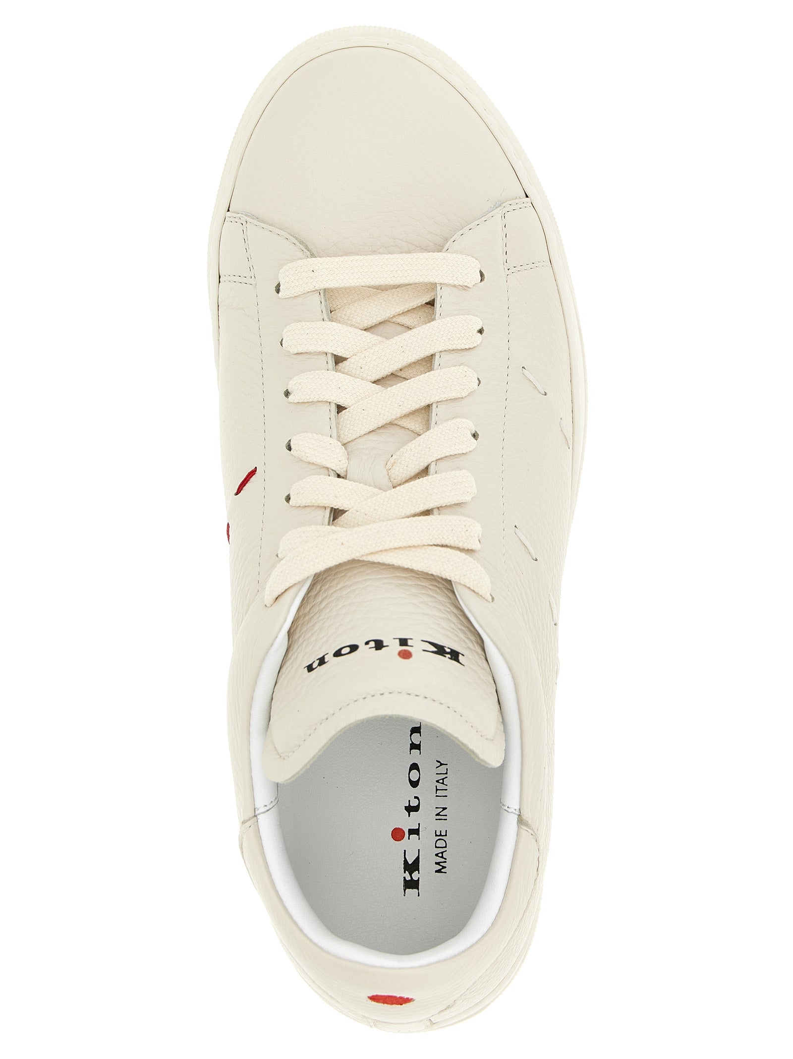 Kiton Weiße Nubukleder Low-Top-Sneaker