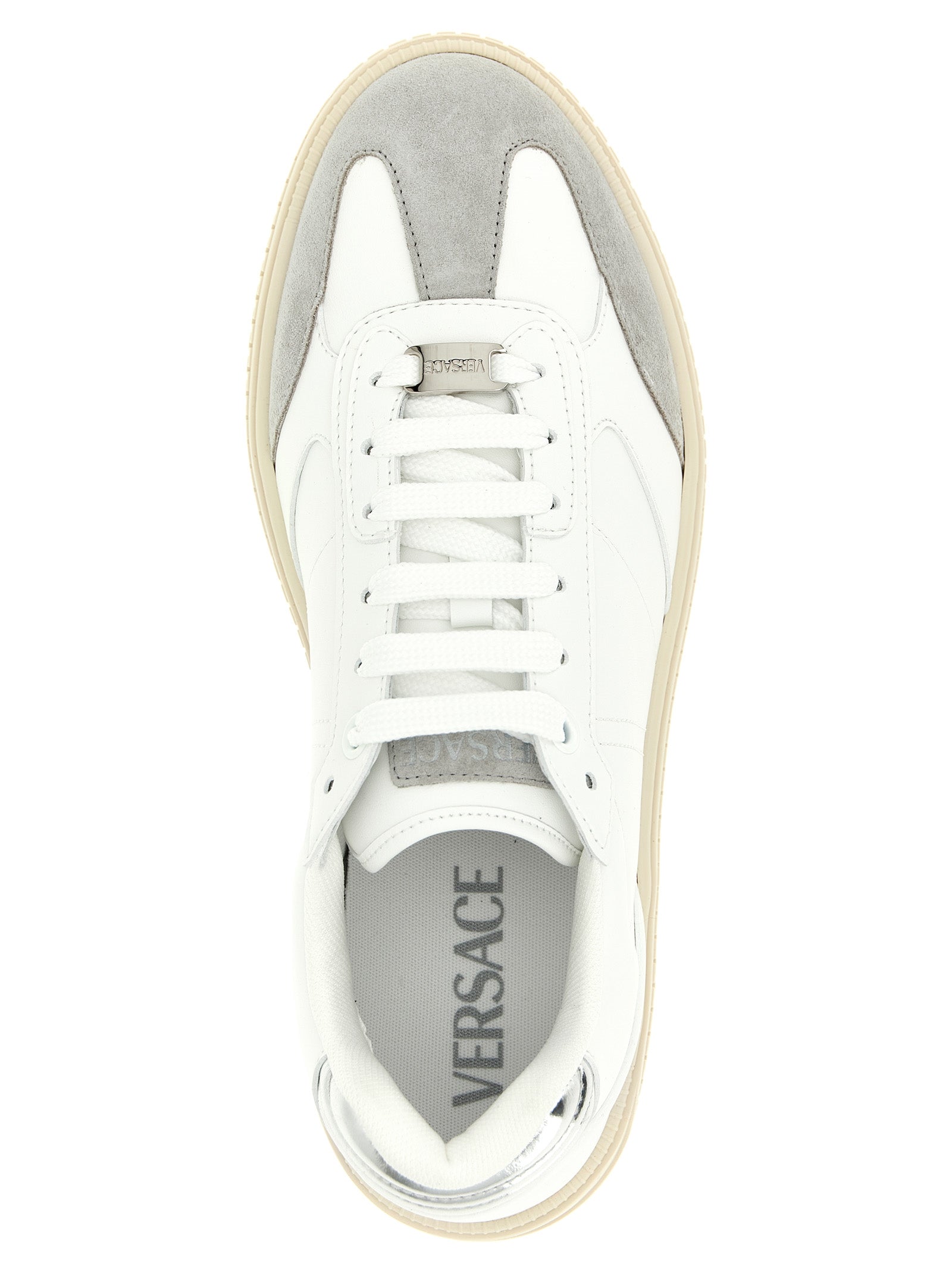 Versace Weiße Kalbsleder Low-Top-Sneaker