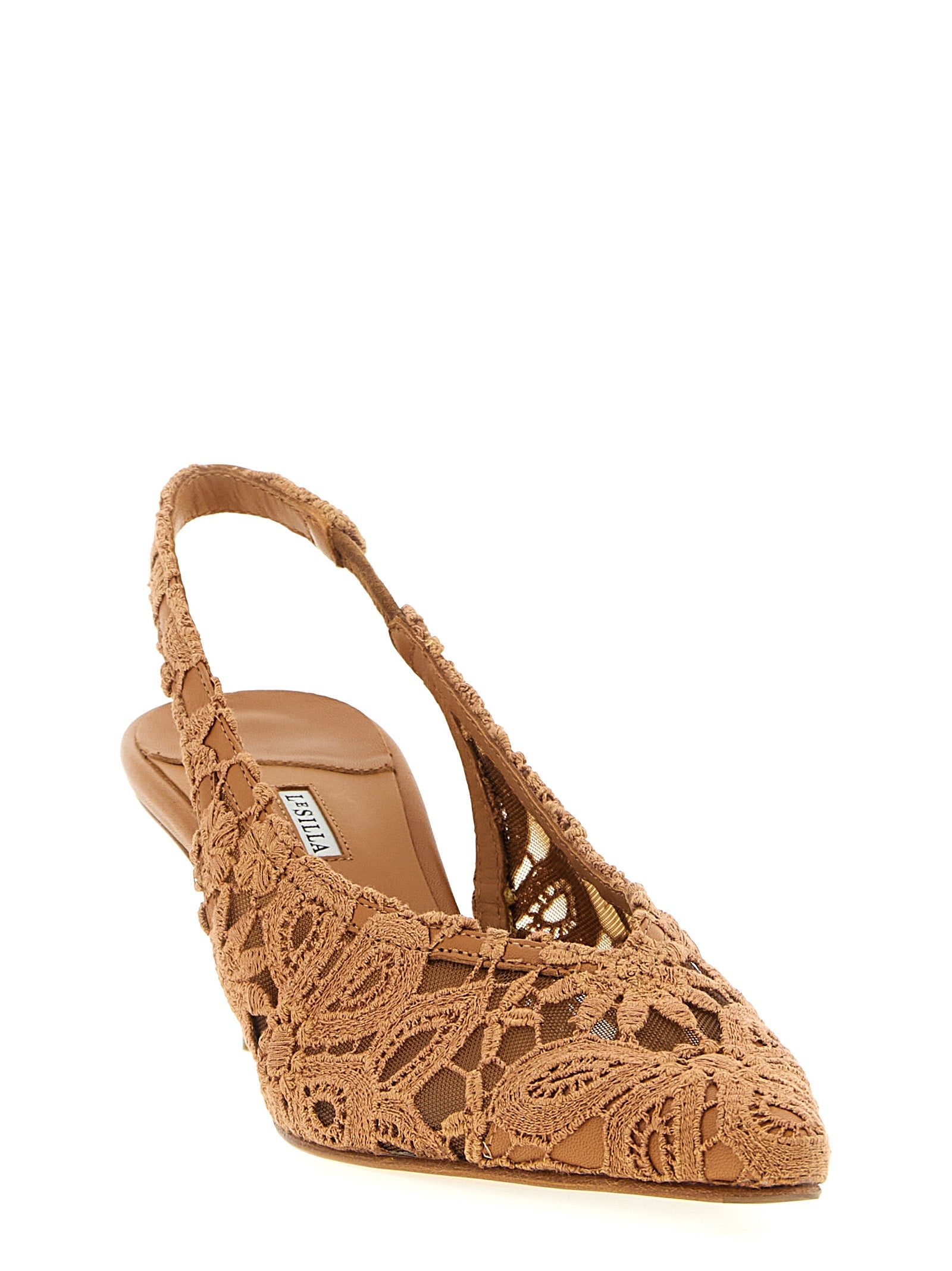 LE SILLA Braune Pumps aus Baumwolle mit mittlerem Absatz