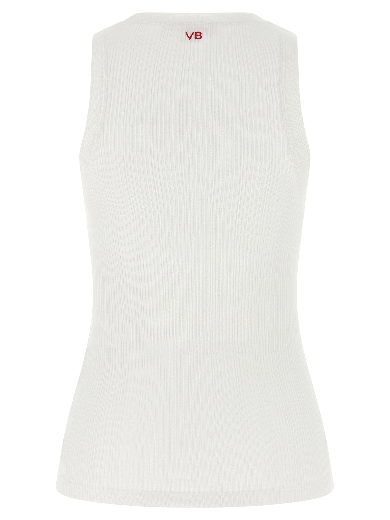 Victoria Beckham Weißes ärmelloses Baumwoll-T-Shirt