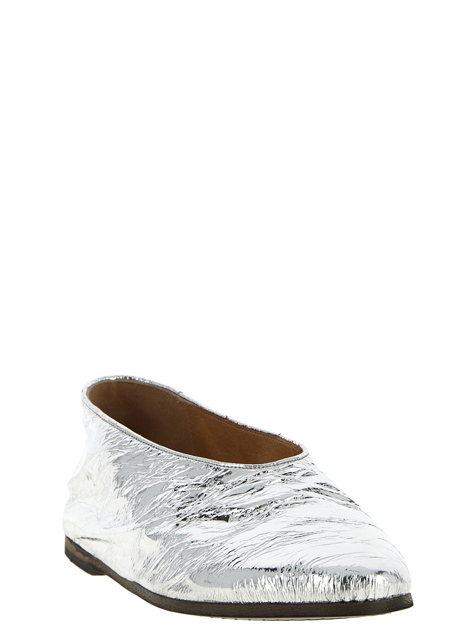 Marsell Ballerinas aus silbernem Kalbsleder