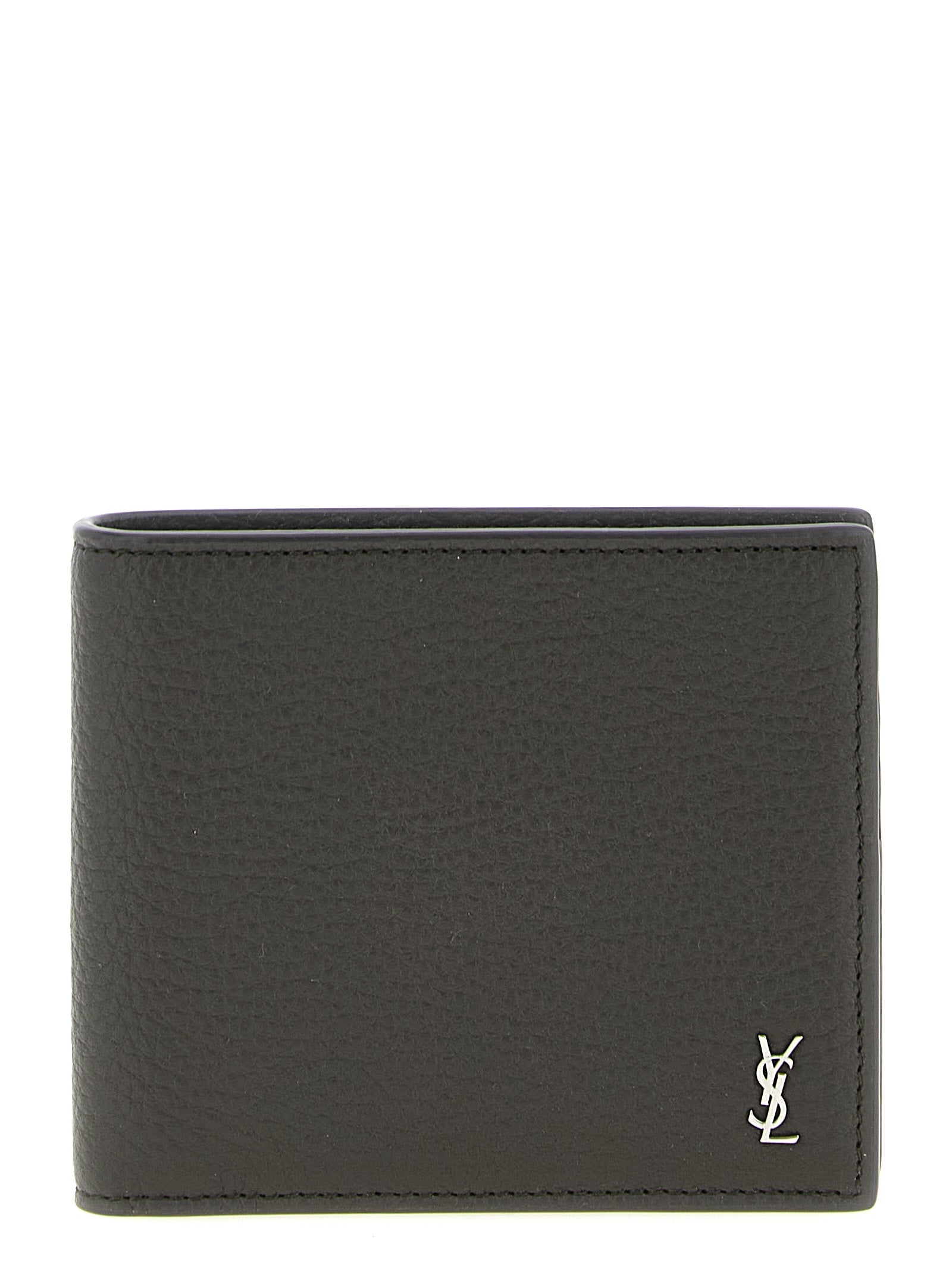 Saint Laurent Braune Kalbsleder-Geldbörse