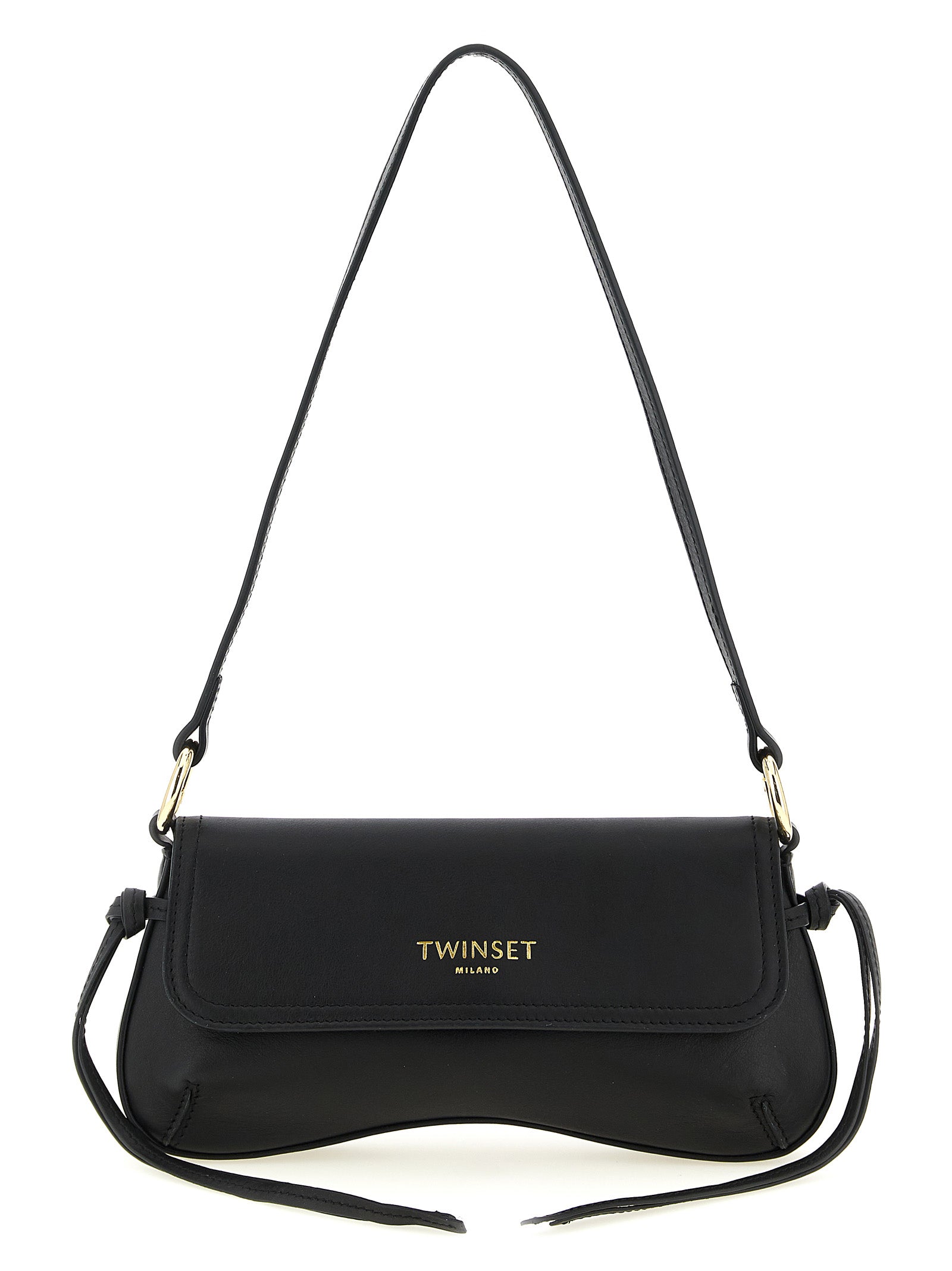 Twinset Schwarze Leder Umhängetasche