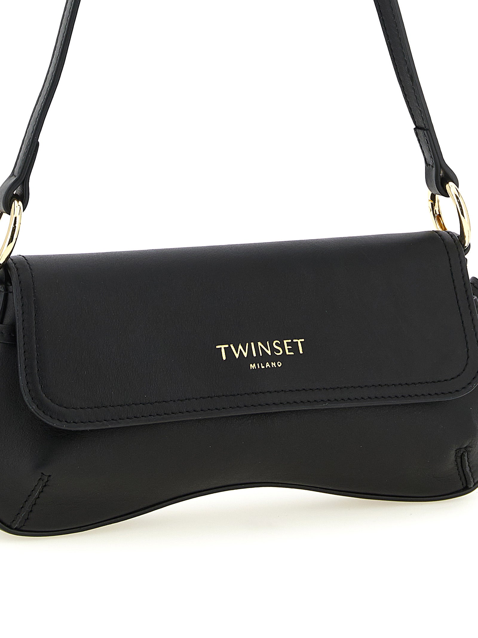 Twinset Schwarze Leder Umhängetasche
