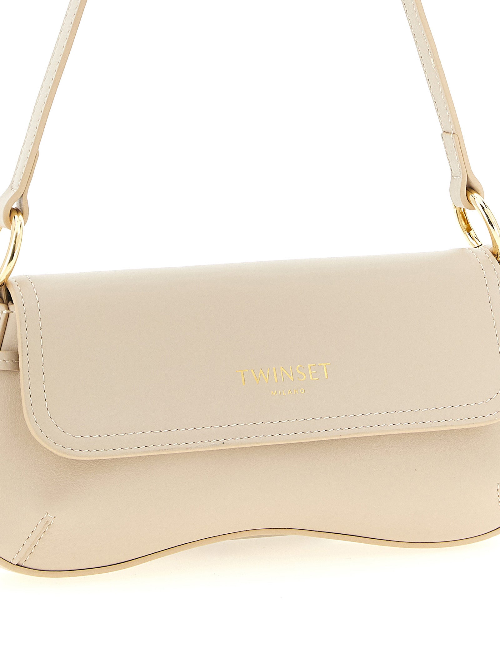 Twinset Weiße Leder Schultertasche