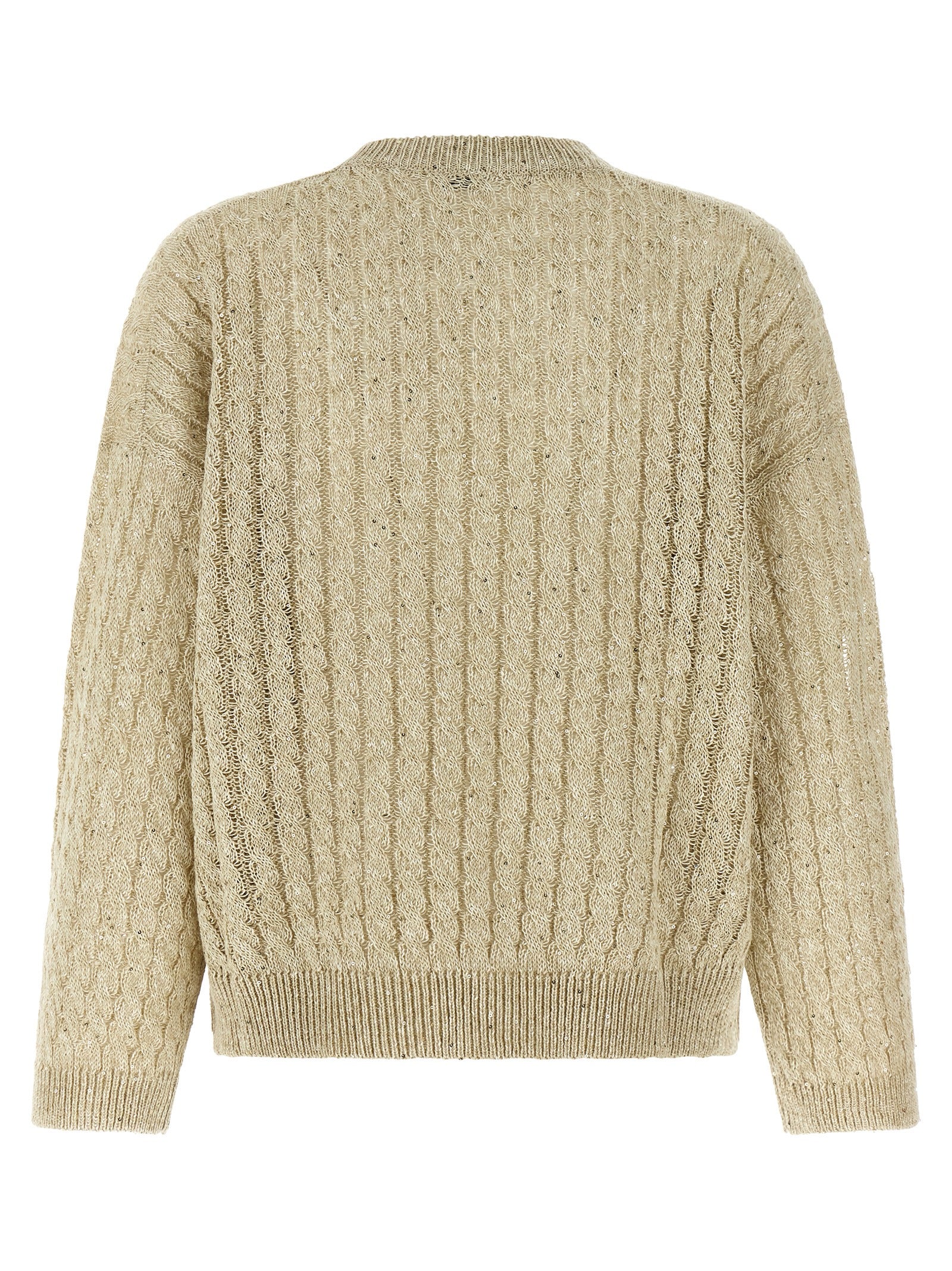 Brunello Cucinelli Beige Leinenstrickjacke