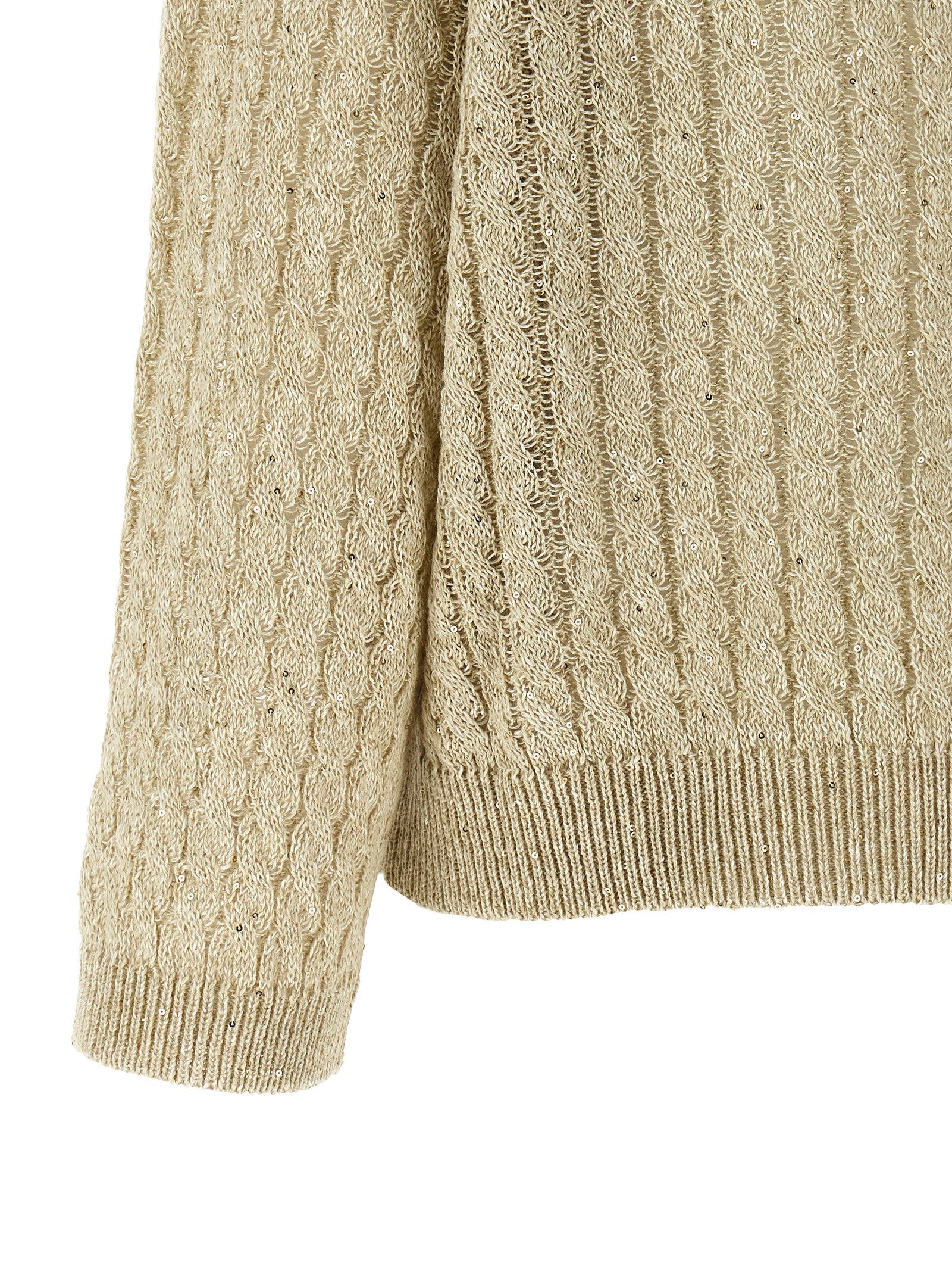 Brunello Cucinelli Beige Leinenstrickjacke