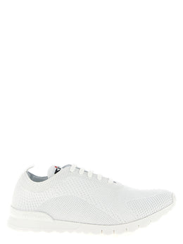 Kiton Weiße Sneaker aus Baumwolle im Athletic-Look