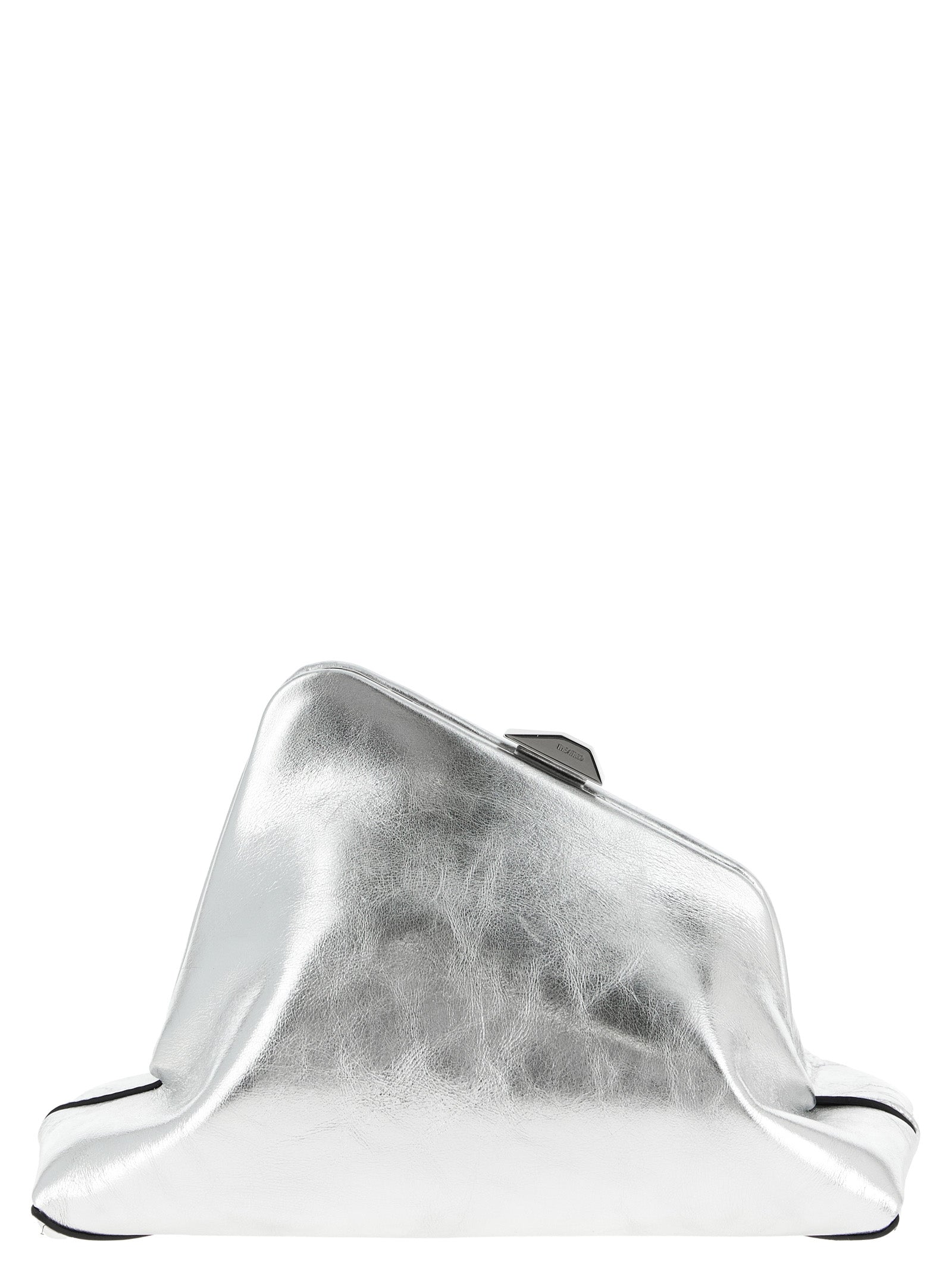 The Attico Clutch aus silbernem Kalbsleder