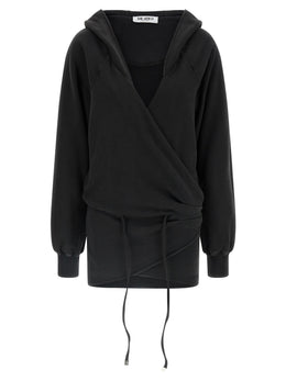 The Attico Schwarzes kurzes Baumwollkleid