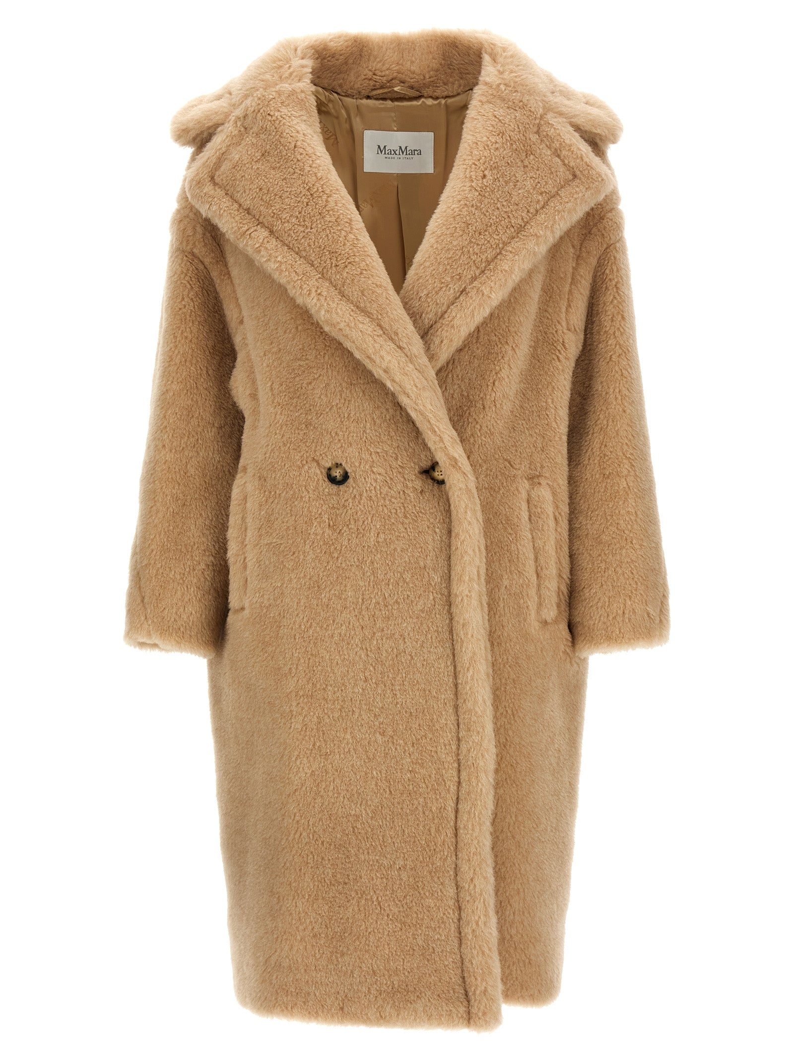 Max Mara Beige Alpaka Leder Mantel