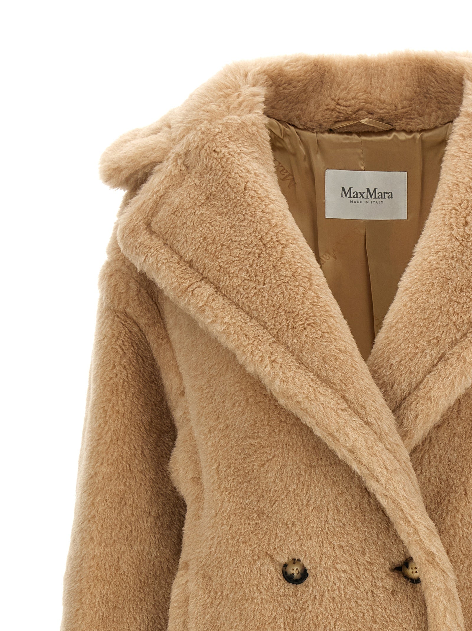 Max Mara Beige Alpaka Leder Mantel