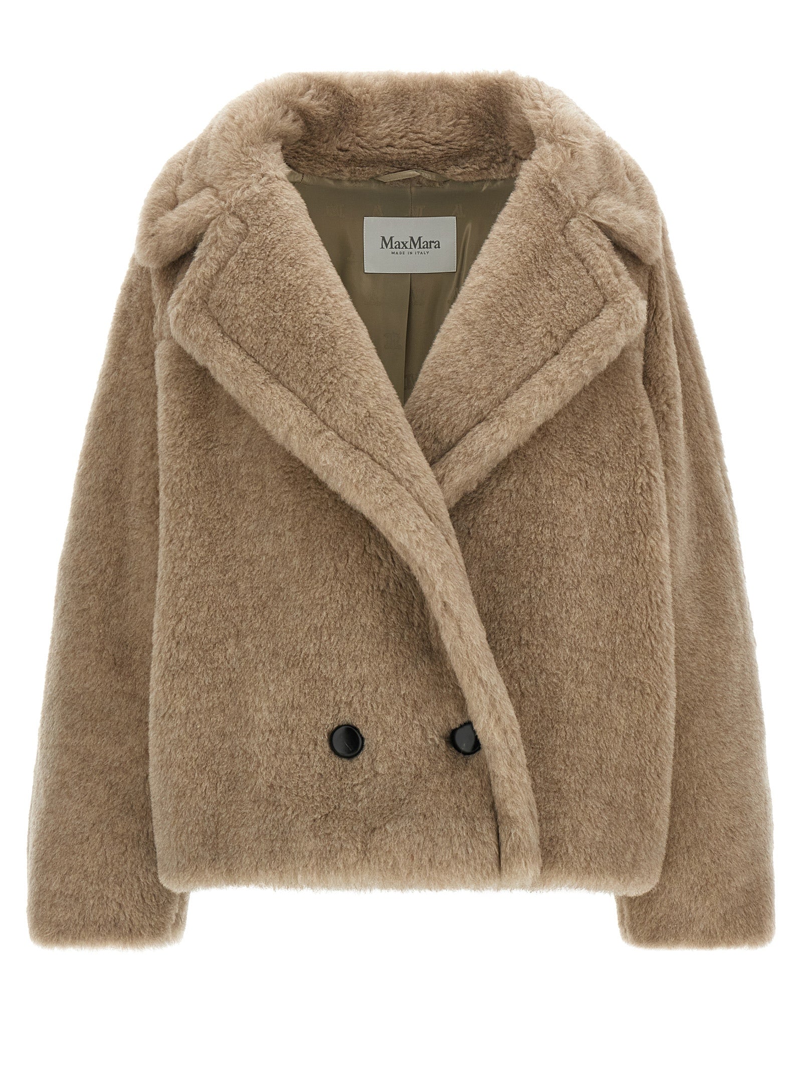 Max Mara Beige Alpaka Leder Mantel