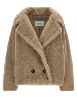 Max Mara Beige Alpaka Leder Mantel