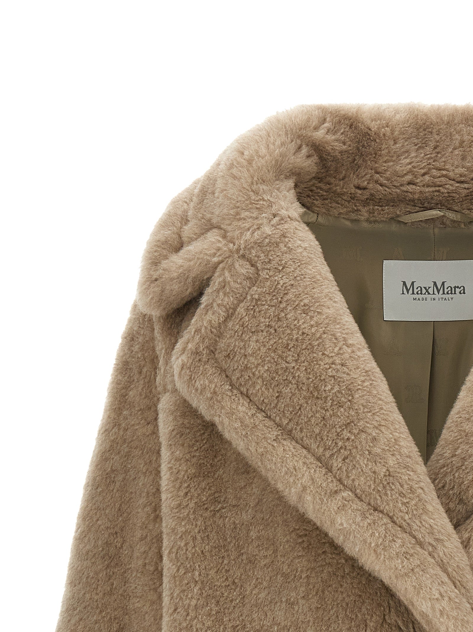 Max Mara Beige Alpaka Leder Mantel
