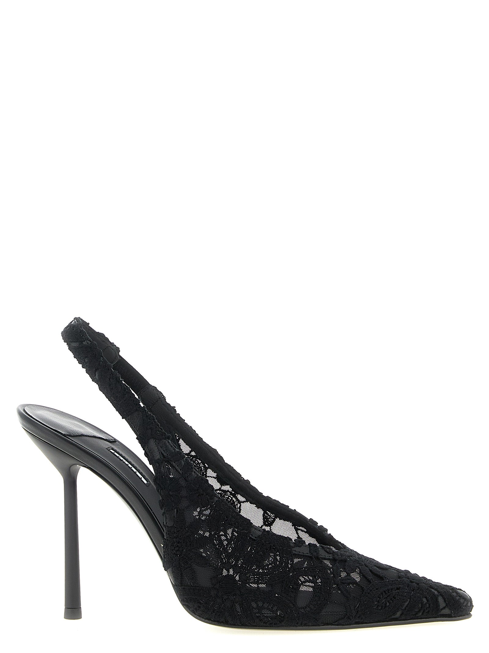 LE SILLA Schwarze Pumps aus Baumwolle mit hohem Absatz
