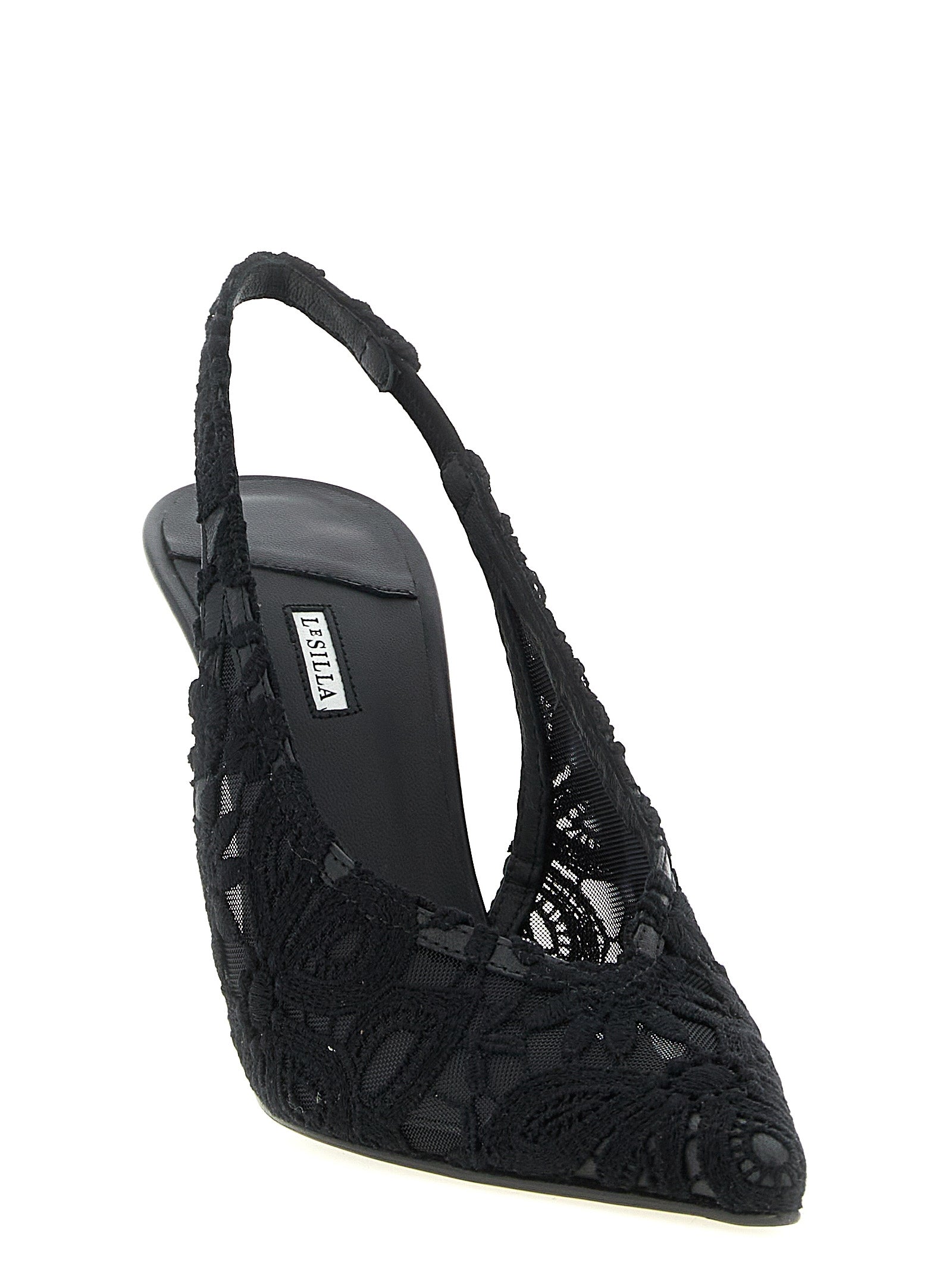LE SILLA Schwarze Pumps aus Baumwolle mit hohem Absatz
