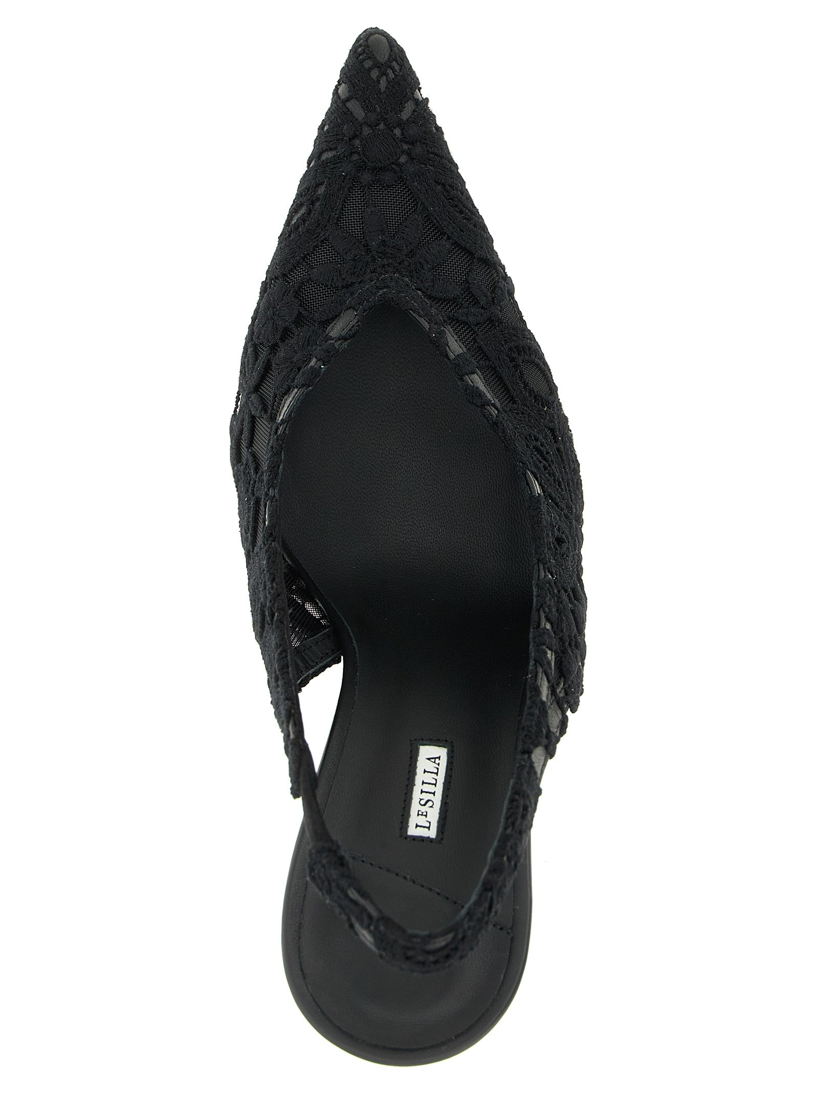 LE SILLA Schwarze Pumps aus Baumwolle mit hohem Absatz
