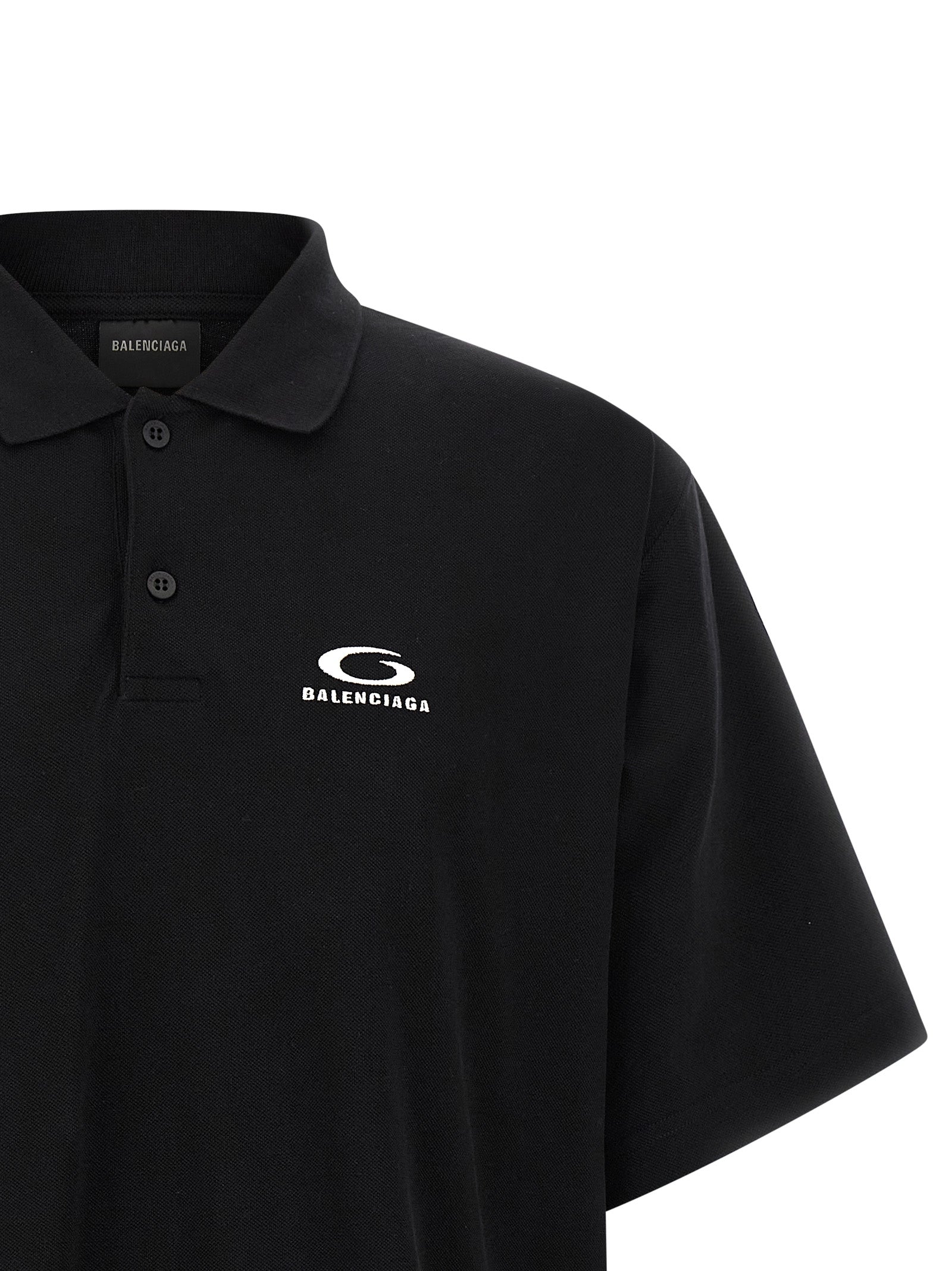 Balenciaga Schwarzes Baumwoll-Poloshirt