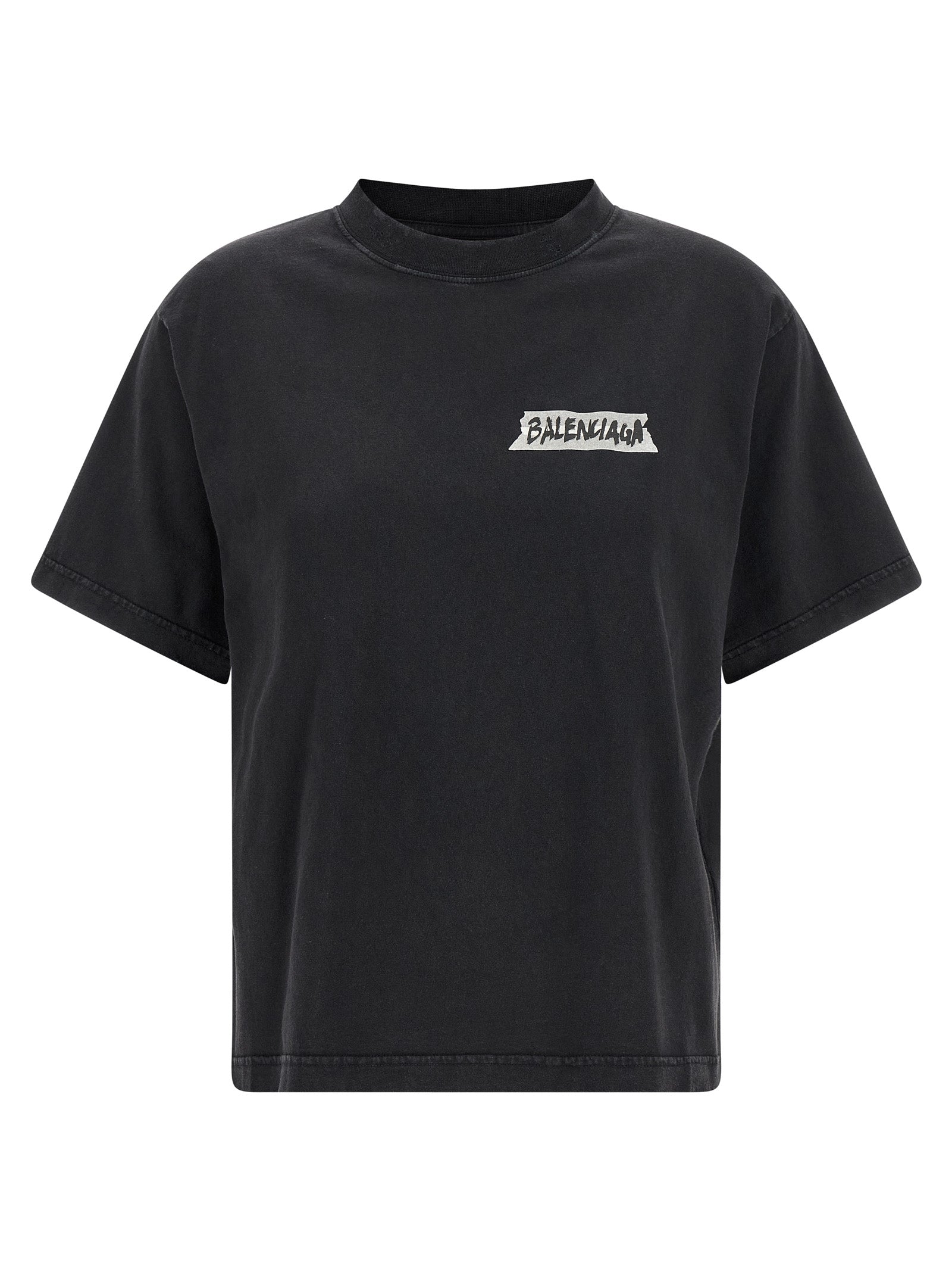 Balenciaga Schwarzes Baumwoll-T-Shirt
