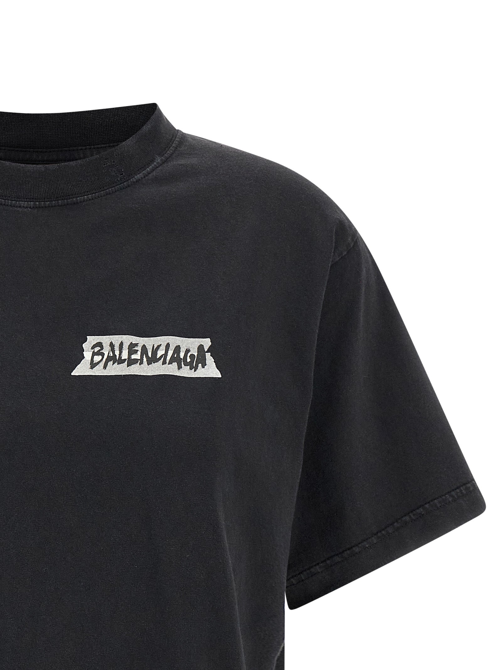 Balenciaga Schwarzes Baumwoll-T-Shirt