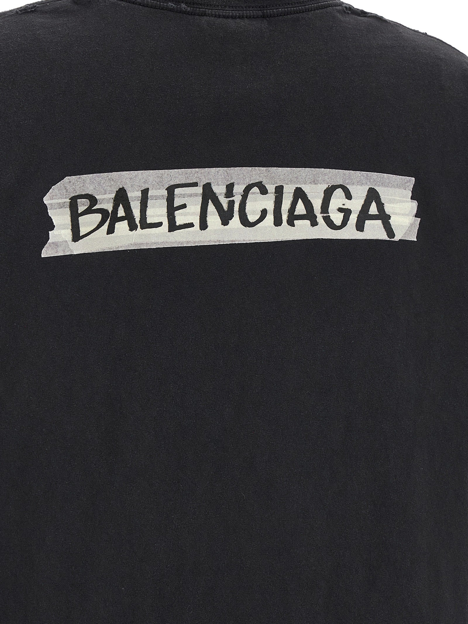 Balenciaga Schwarzes Baumwoll-T-Shirt