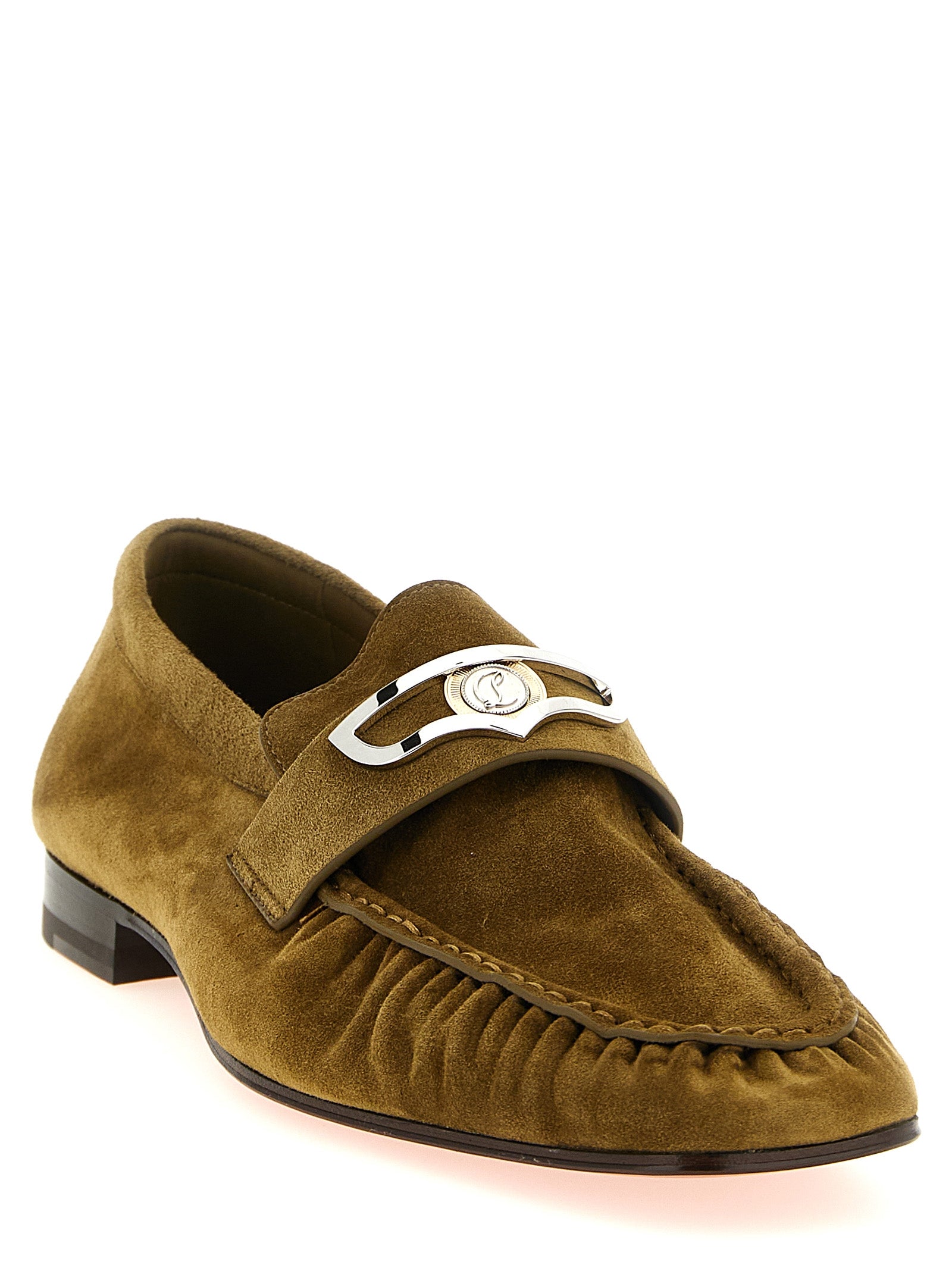 Christian Louboutin Braune Kalbsleder-Slipper