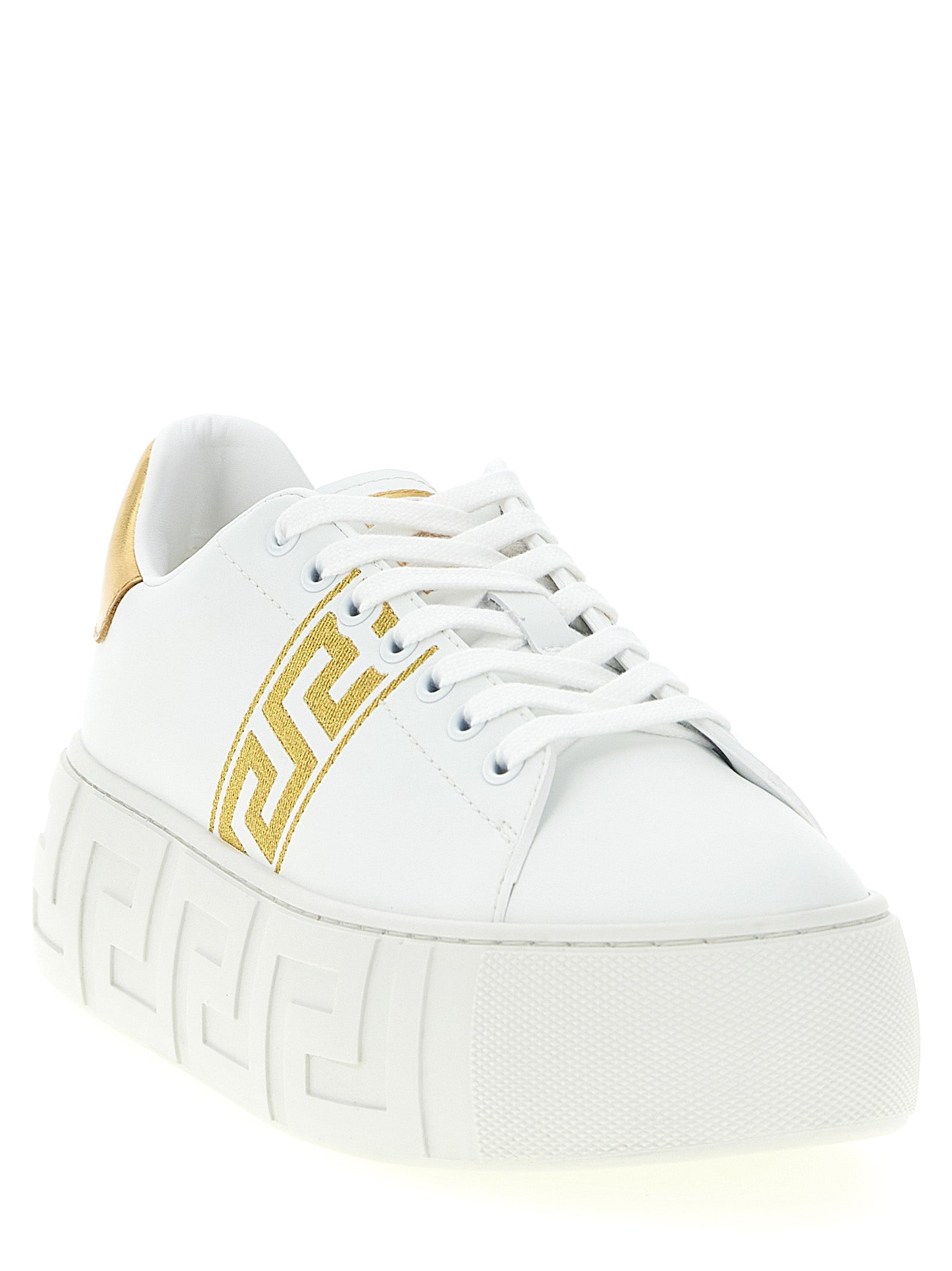 Versace Goldene Nylon-Plateau-Sneaker